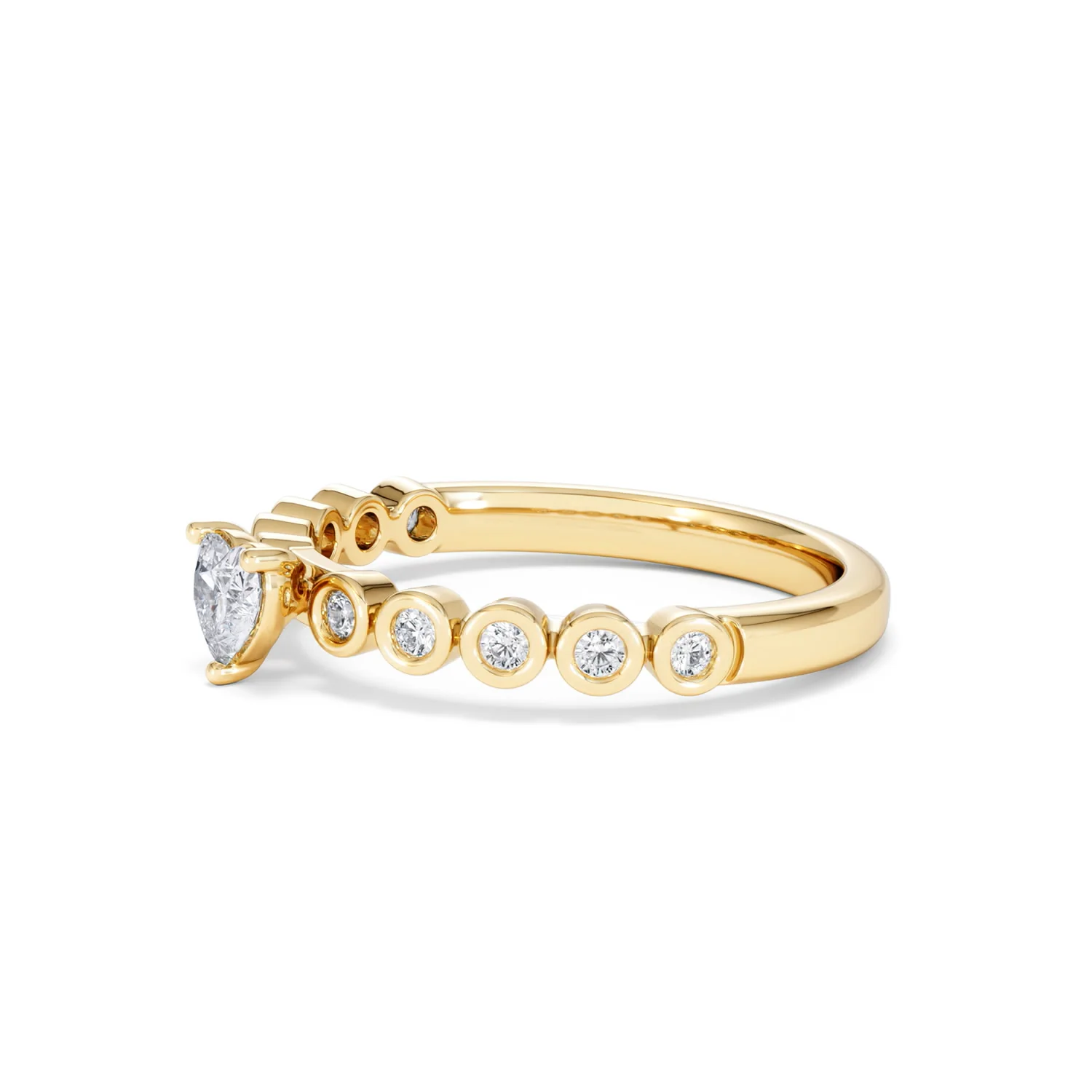 Entwine 0.30ct Heart Cut Lab Diamond Solitaire Engagement Ring with Side Stones in 18K Gold Vermeil - Image 73