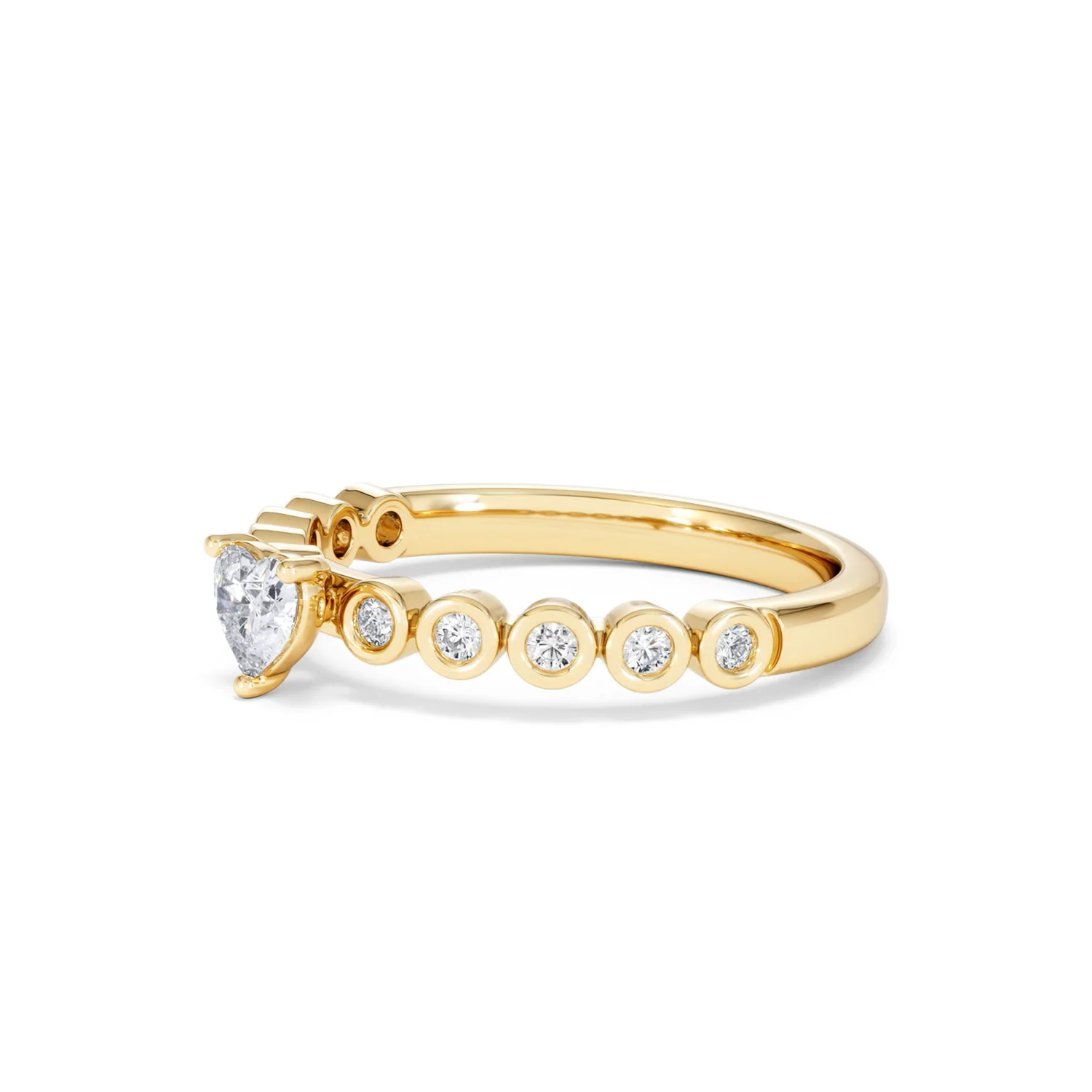 Entwine 0.30ct Heart Cut Lab Diamond Solitaire Engagement Ring with Side Stones in 18K Gold Vermeil - Image 75