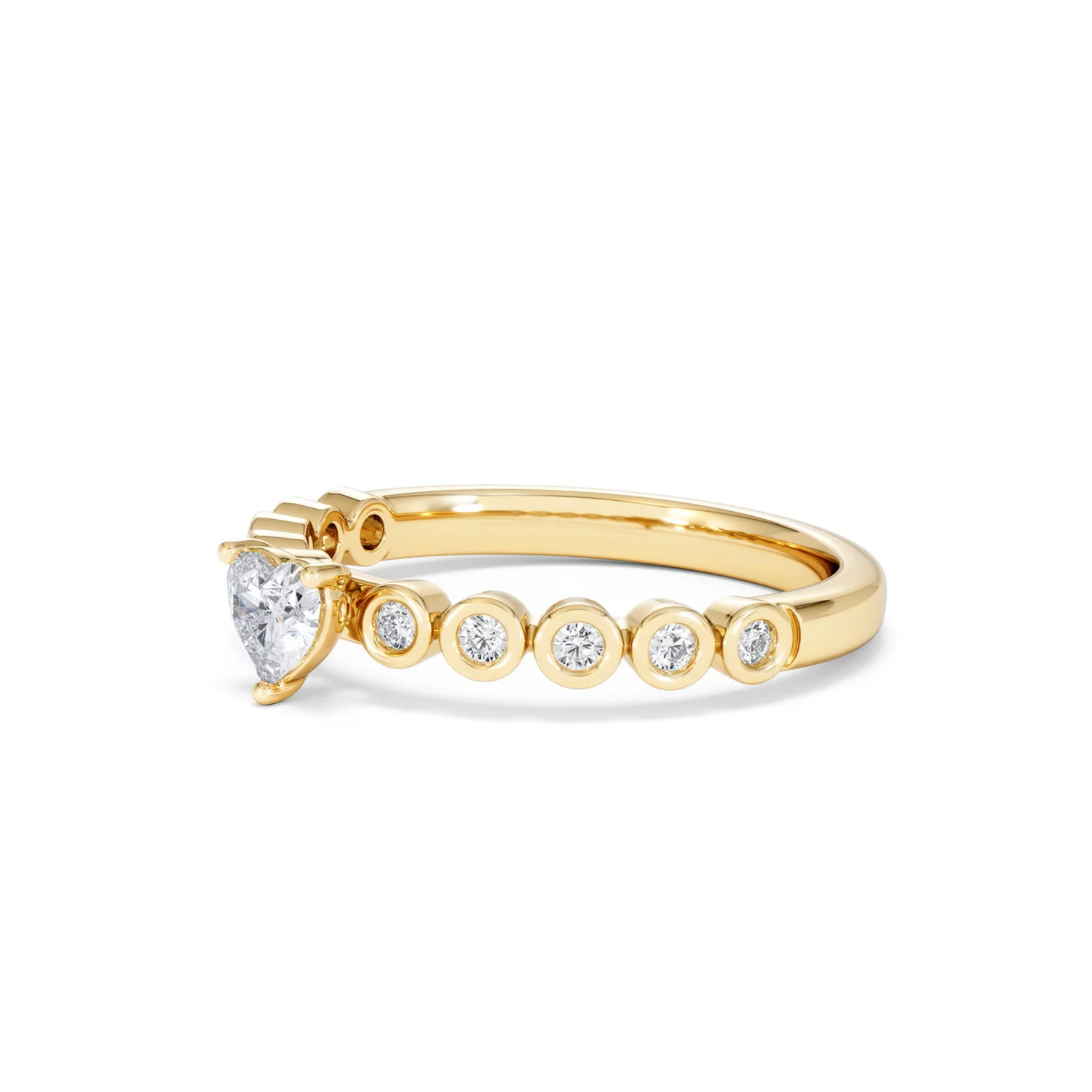Entwine 0.30ct Heart Cut Lab Diamond Solitaire Engagement Ring with Side Stones in 18K Gold Vermeil - Image 76