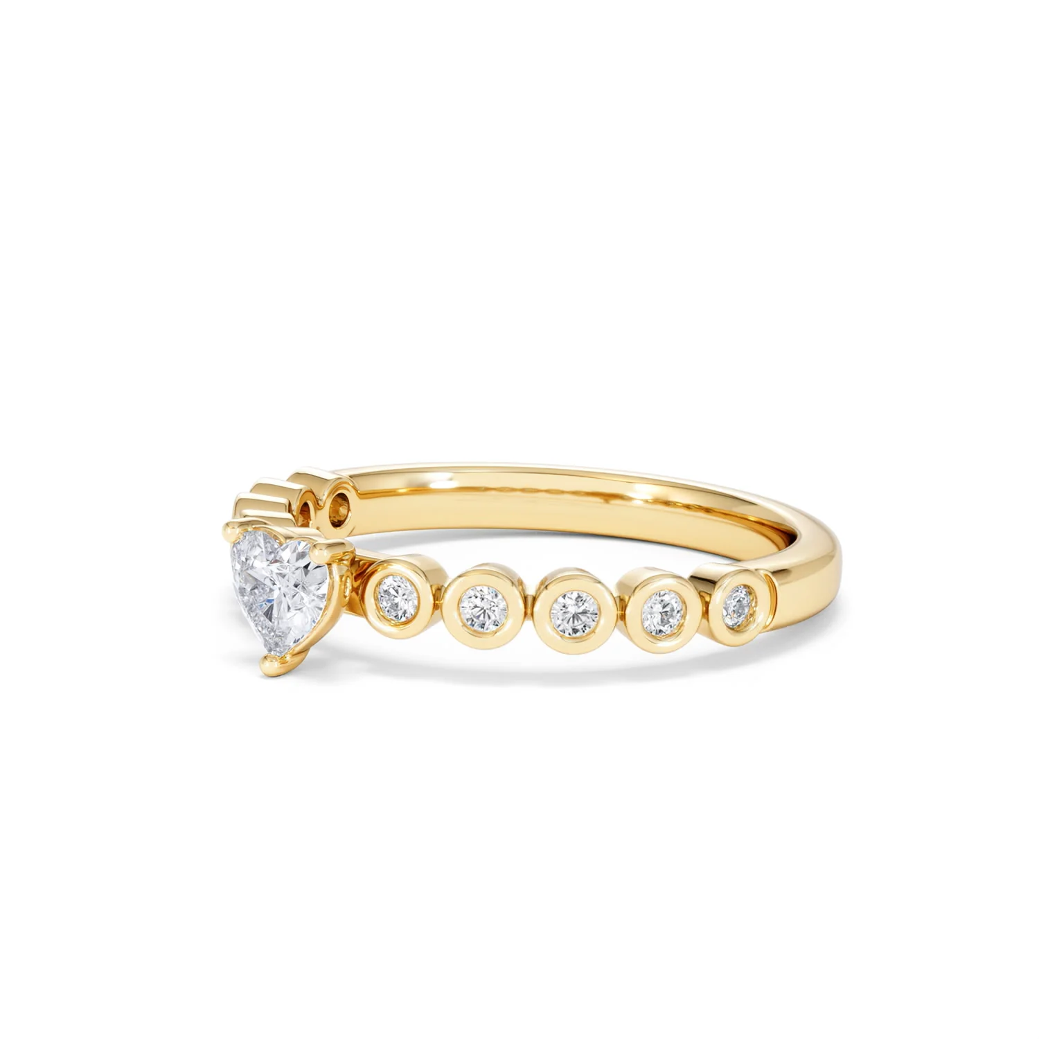 Entwine 0.30ct Heart Cut Lab Diamond Solitaire Engagement Ring with Side Stones in 18K Gold Vermeil - Image 77