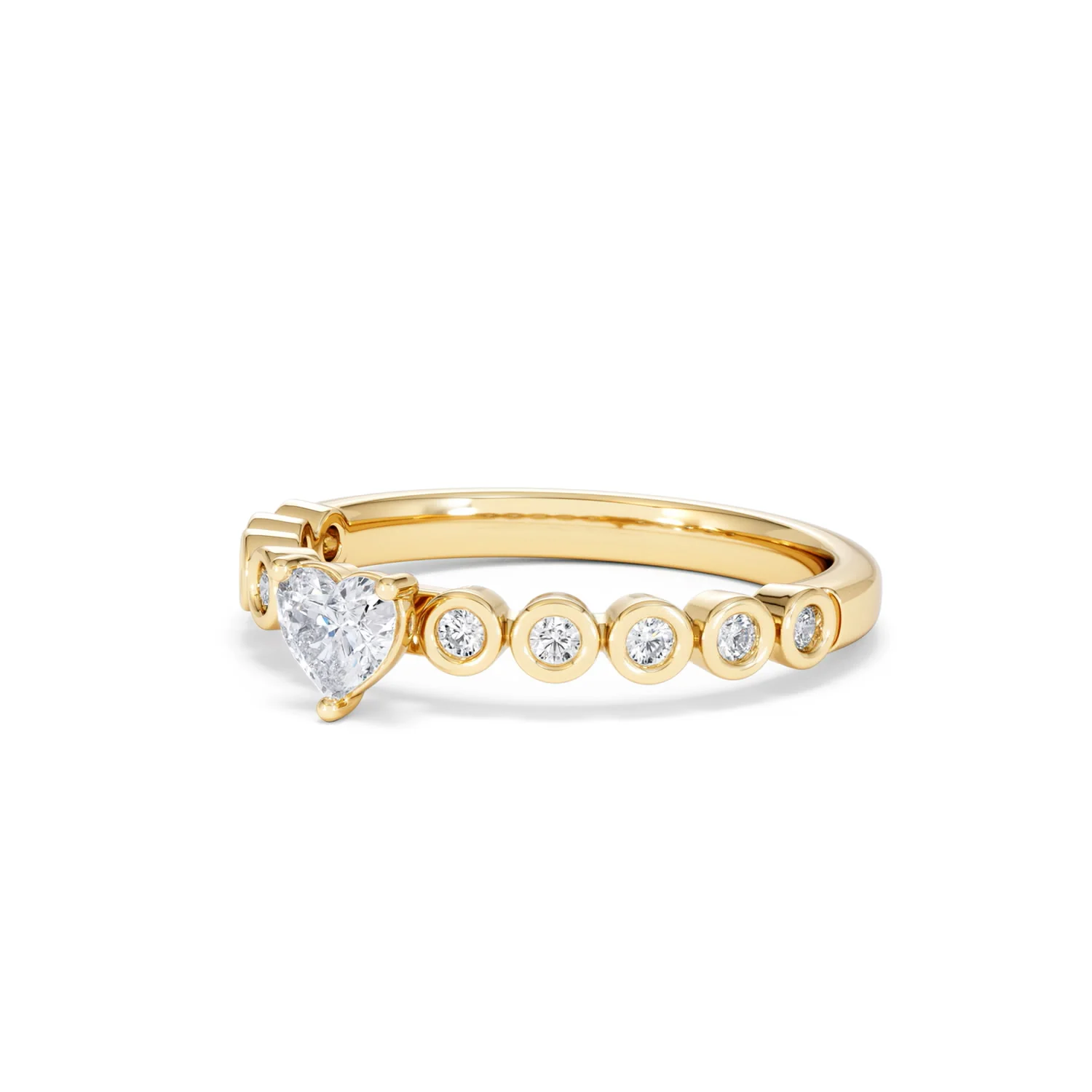 Entwine 0.30ct Heart Cut Lab Diamond Solitaire Engagement Ring with Side Stones in 18K Gold Vermeil - Image 79