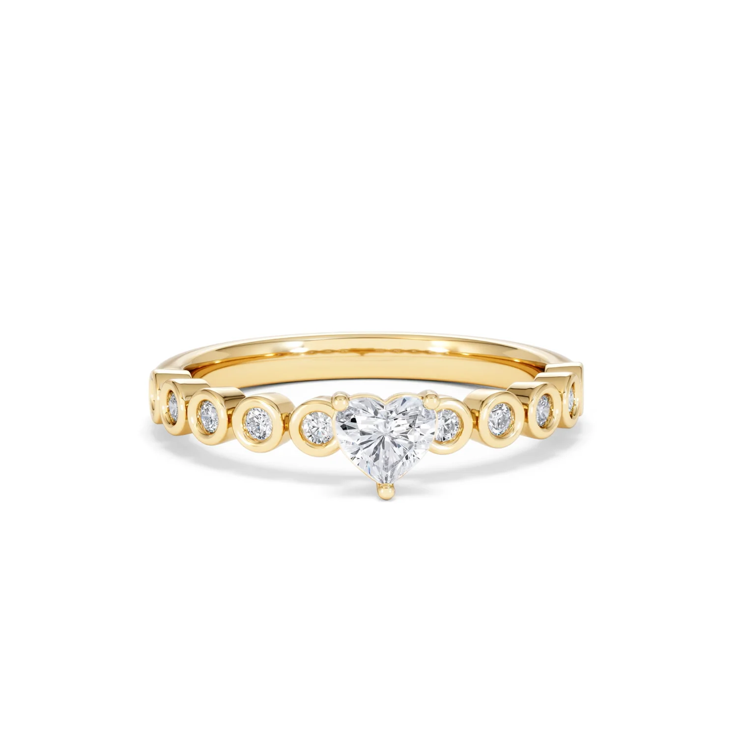 Entwine 0.30ct Heart Cut Lab Diamond Solitaire Engagement Ring with Side Stones in 18K Gold Vermeil - Image 8