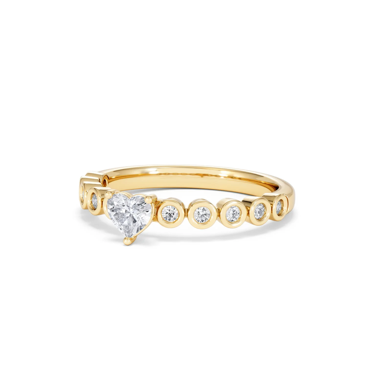 Entwine 0.30ct Heart Cut Lab Diamond Solitaire Engagement Ring with Side Stones in 18K Gold Vermeil - Image 81