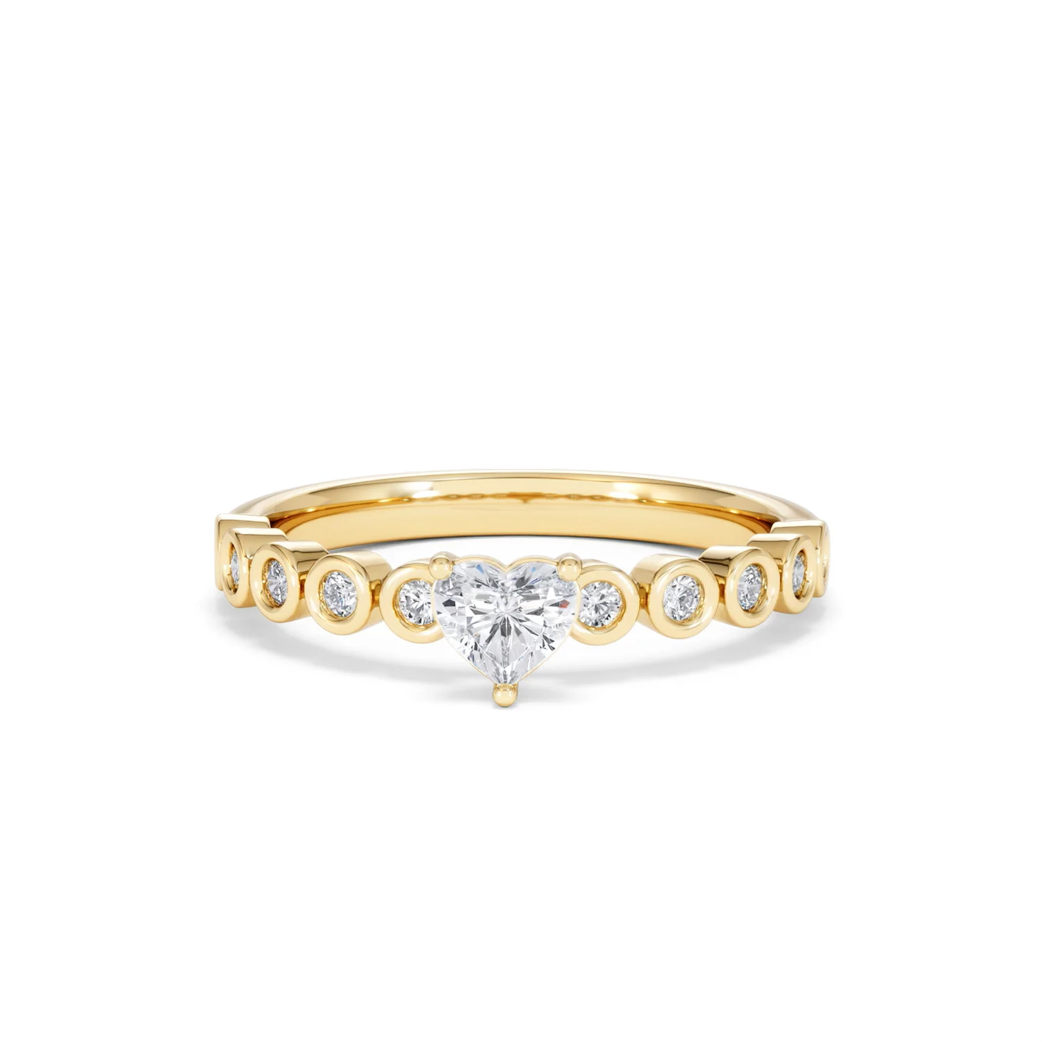 Entwine 0.30ct Heart Cut Lab Diamond Solitaire Engagement Ring with Side Stones in 18K Gold Vermeil - Image 86