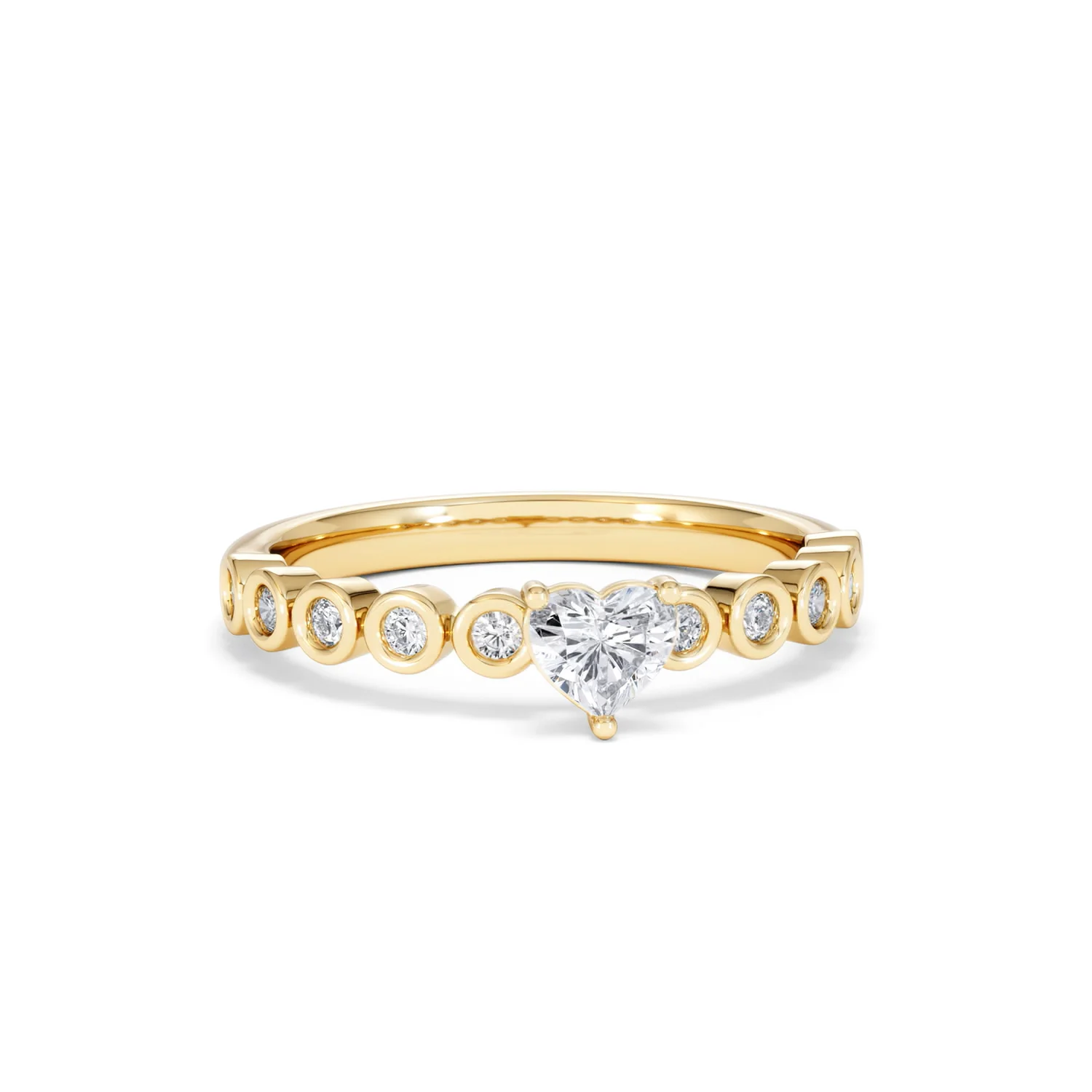 Entwine 0.30ct Heart Cut Lab Diamond Solitaire Engagement Ring with Side Stones in 18K Gold Vermeil - Image 9