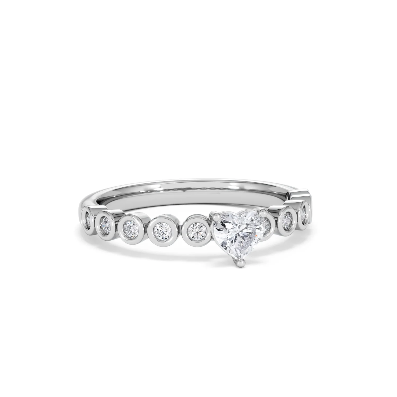 Entwine 0.30ct Heart Cut Lab Diamond Solitaire Engagement Ring with Side Stones in Sterling Silver - Image 11