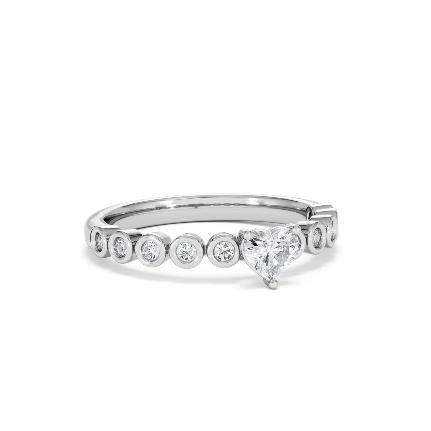 Entwine 0.30ct Heart Cut Lab Diamond Solitaire Engagement Ring with Side Stones in Sterling Silver - Image 12