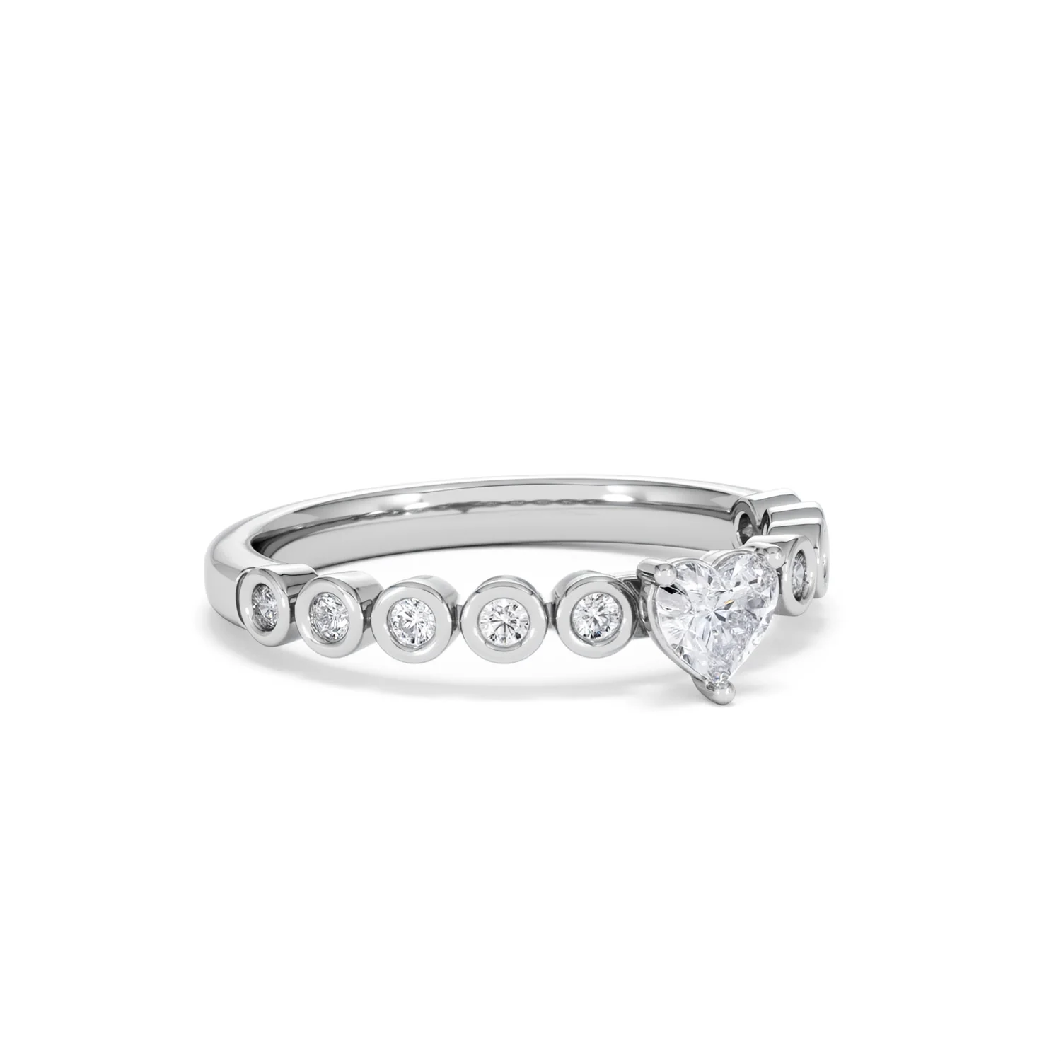Entwine 0.30ct Heart Cut Lab Diamond Solitaire Engagement Ring with Side Stones in Sterling Silver - Image 14