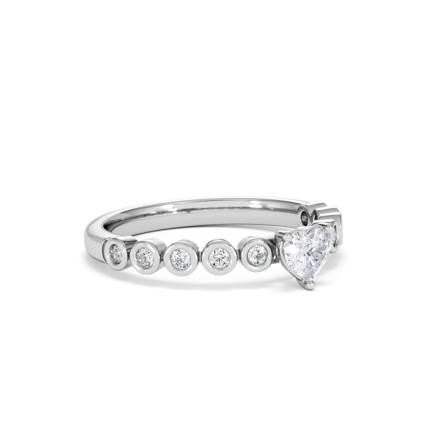 Entwine 0.30ct Heart Cut Lab Diamond Solitaire Engagement Ring with Side Stones in Sterling Silver - Image 15