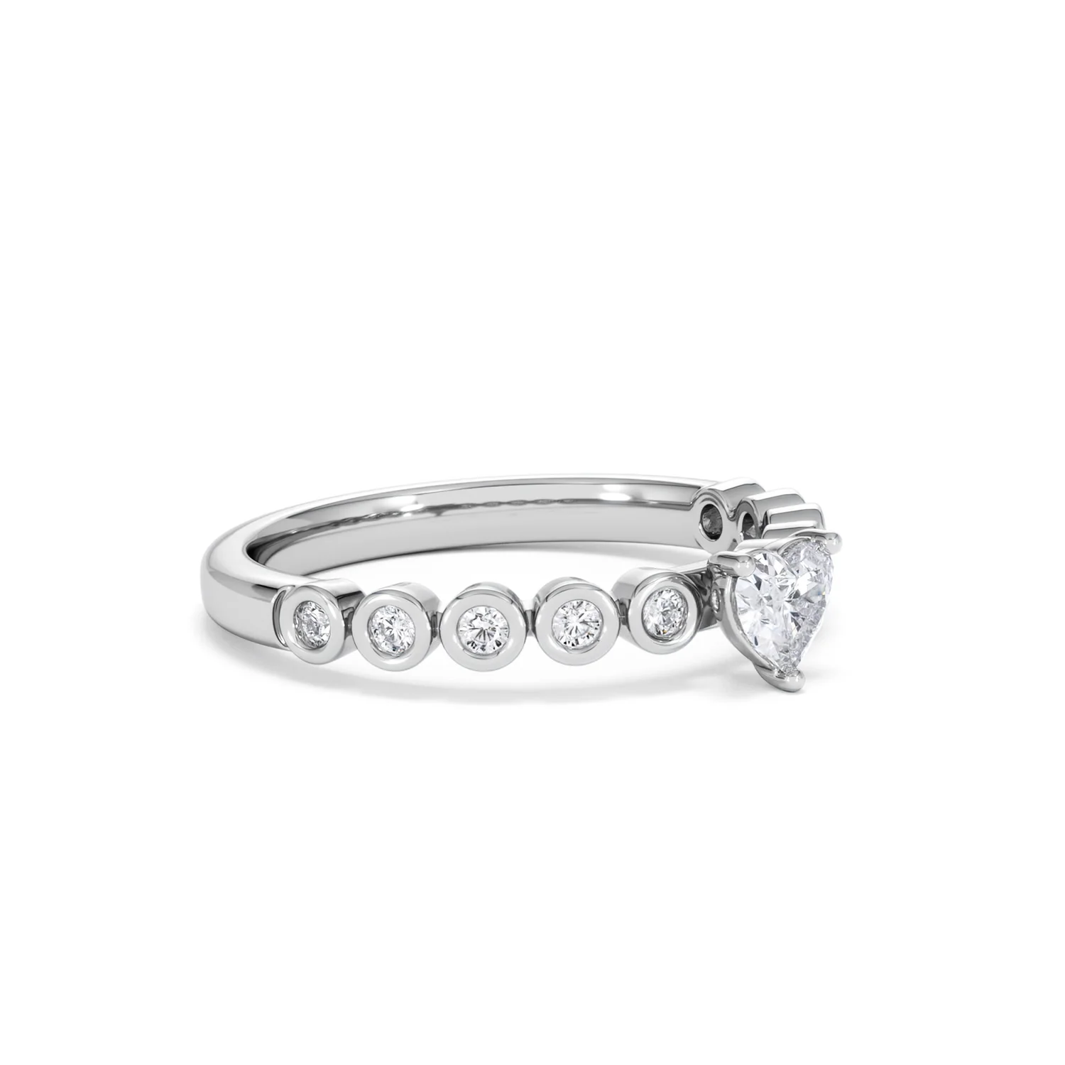 Entwine 0.30ct Heart Cut Lab Diamond Solitaire Engagement Ring with Side Stones in Sterling Silver - Image 17