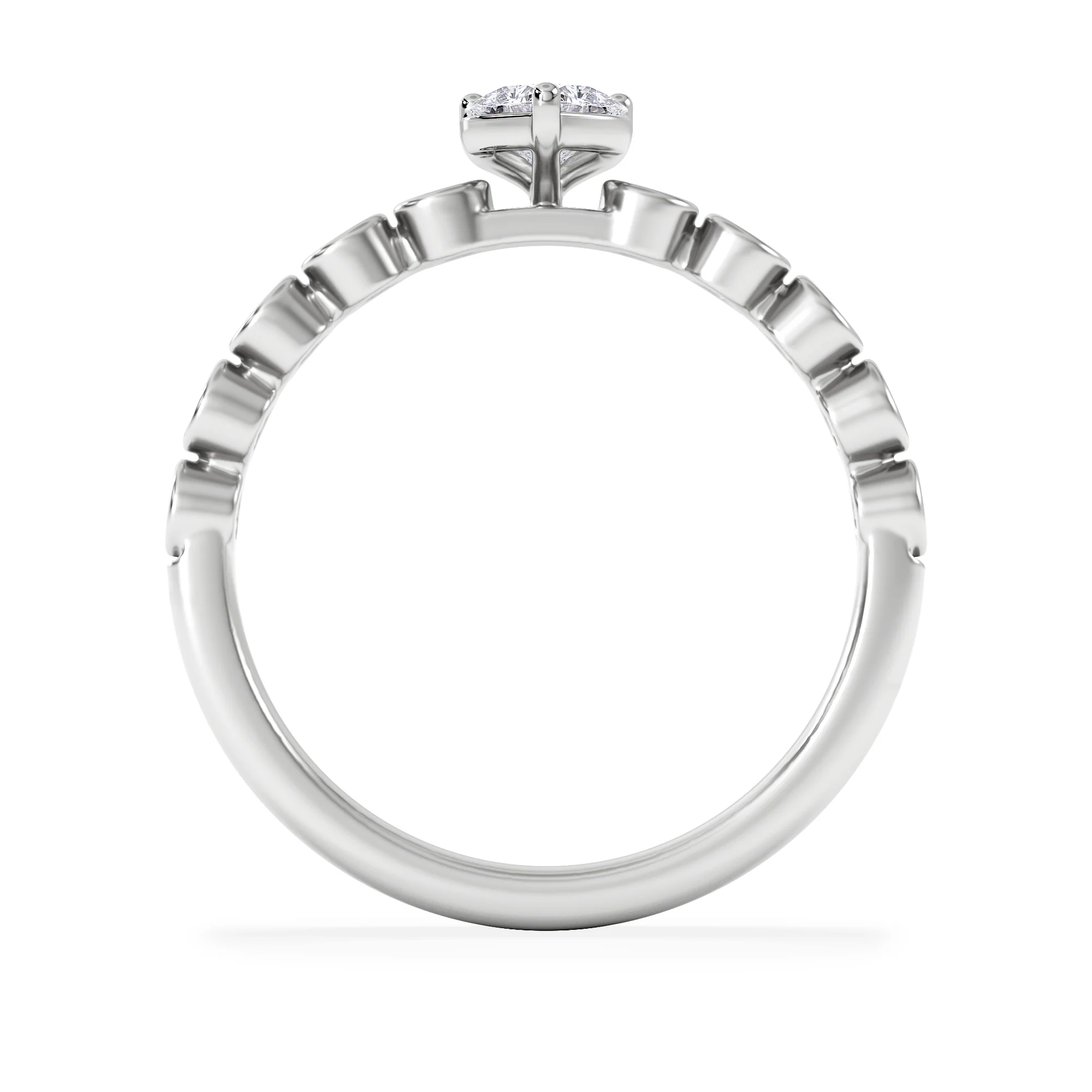 Entwine 0.30ct Heart Cut Lab Diamond Solitaire Engagement Ring with Side Stones in Sterling Silver - Image 3
