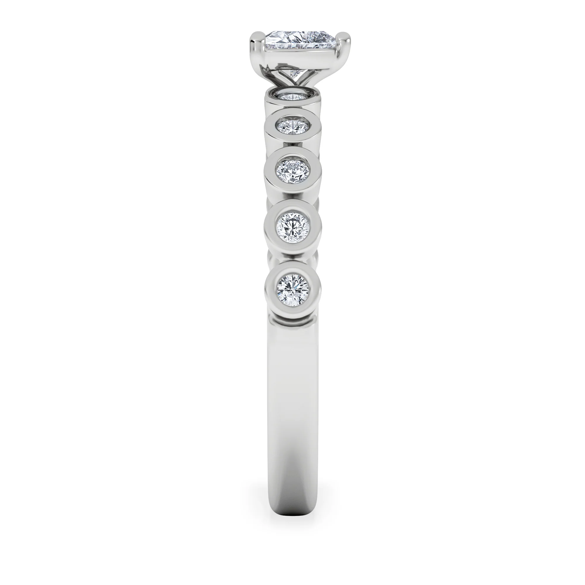 Entwine 0.30ct Heart Cut Lab Diamond Solitaire Engagement Ring with Side Stones in Sterling Silver - Image 5