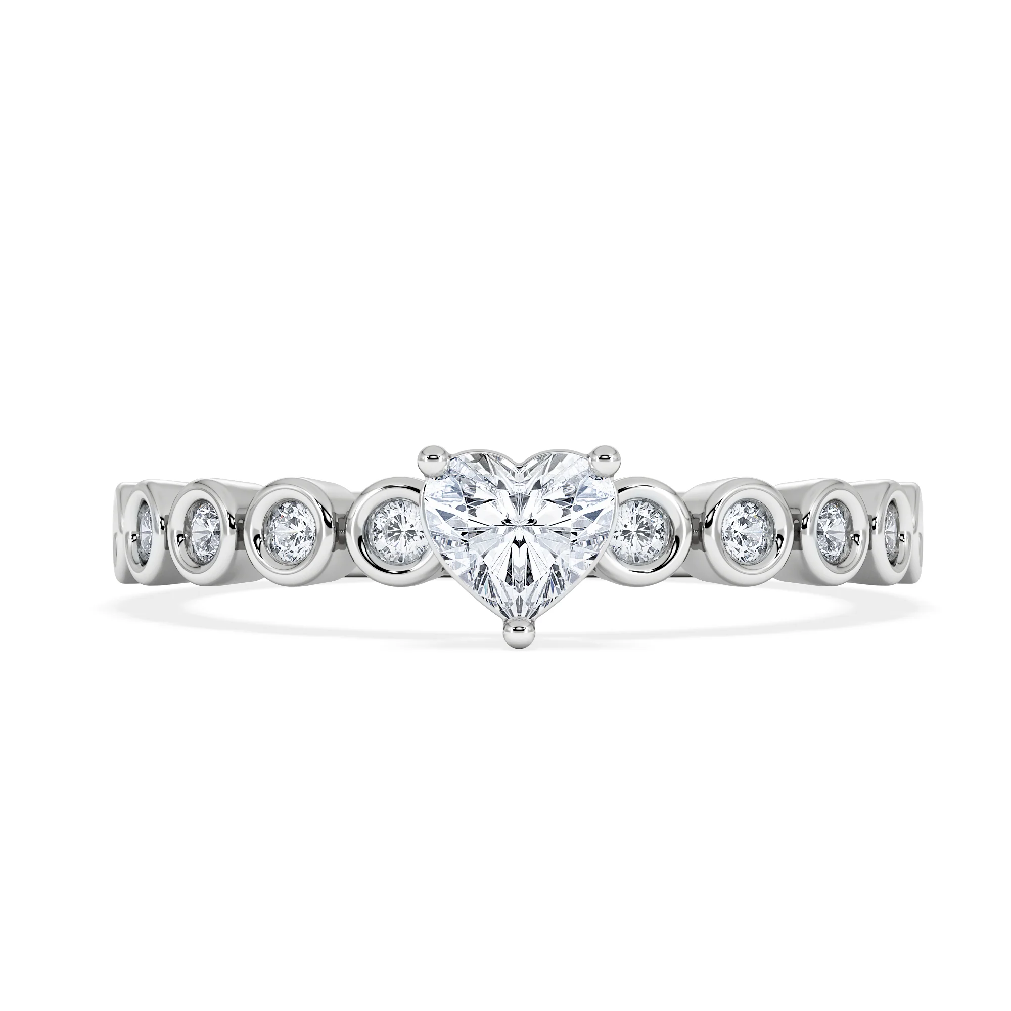 Entwine 0.30ct Heart Cut Lab Diamond Solitaire Engagement Ring with Side Stones in Sterling Silver - Image 6