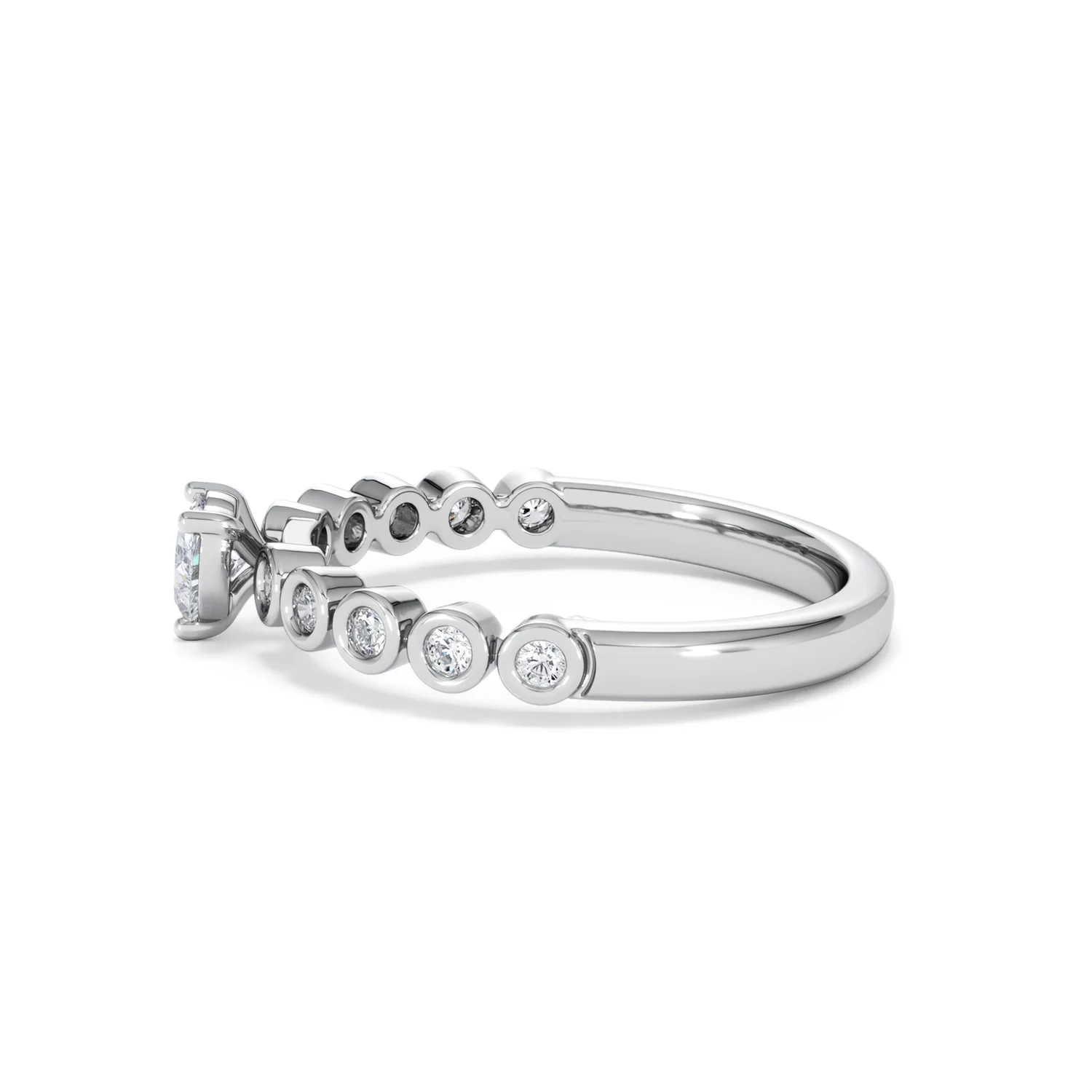 Entwine 0.30ct Heart Cut Lab Diamond Solitaire Engagement Ring with Side Stones in Sterling Silver - Image 67