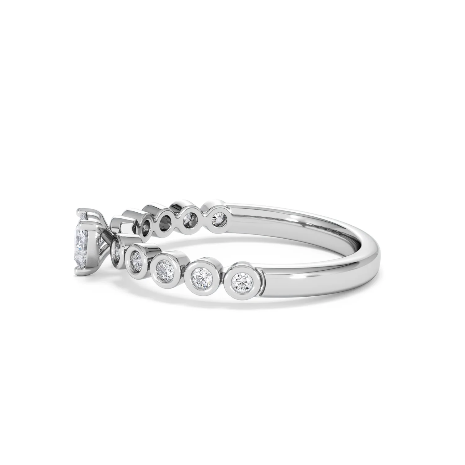 Entwine 0.30ct Heart Cut Lab Diamond Solitaire Engagement Ring with Side Stones in Sterling Silver - Image 68