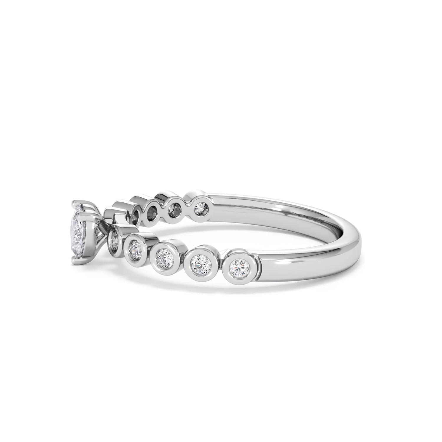 Entwine 0.30ct Heart Cut Lab Diamond Solitaire Engagement Ring with Side Stones in Sterling Silver - Image 69