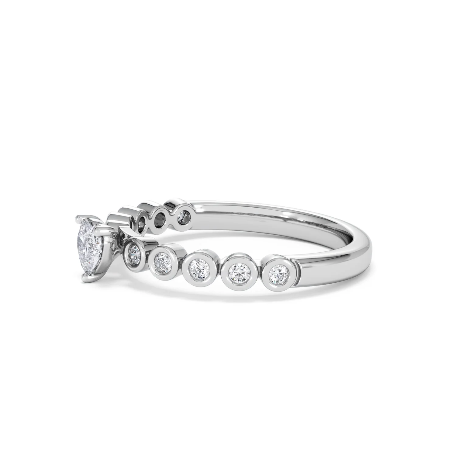 Entwine 0.30ct Heart Cut Lab Diamond Solitaire Engagement Ring with Side Stones in Sterling Silver - Image 72
