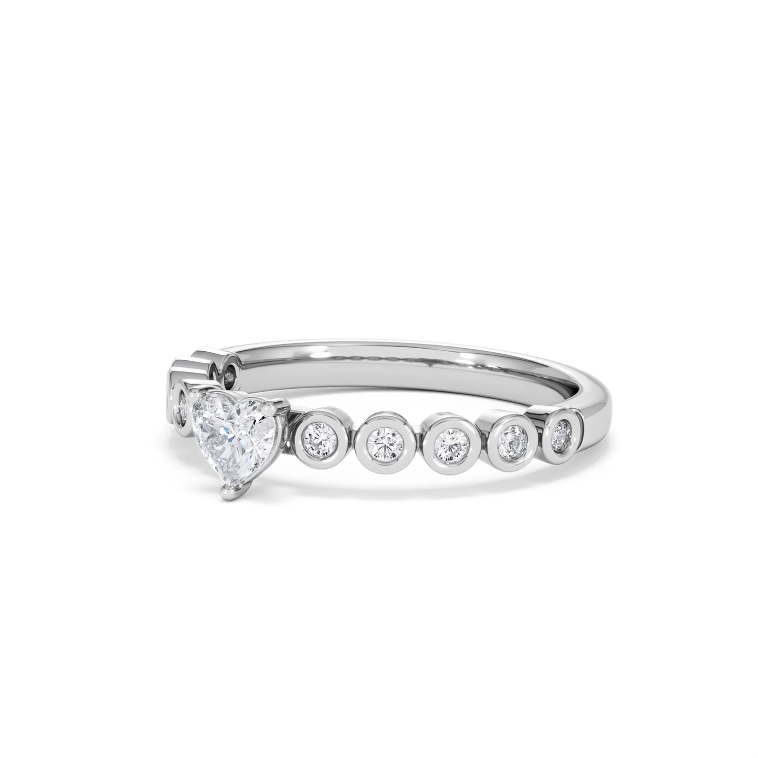 Entwine 0.30ct Heart Cut Lab Diamond Solitaire Engagement Ring with Side Stones in Sterling Silver - Image 79