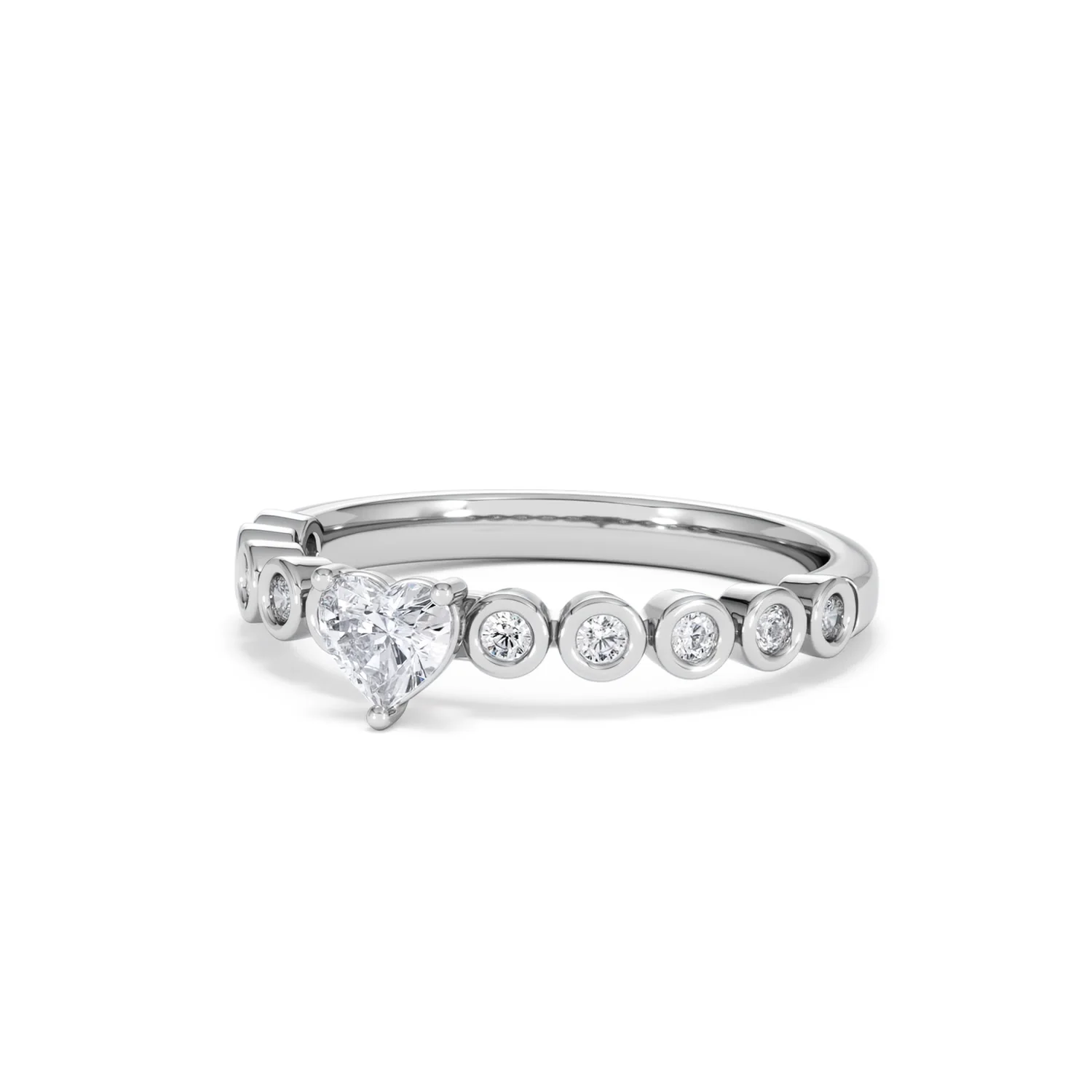 Entwine 0.30ct Heart Cut Lab Diamond Solitaire Engagement Ring with Side Stones in Sterling Silver - Image 81