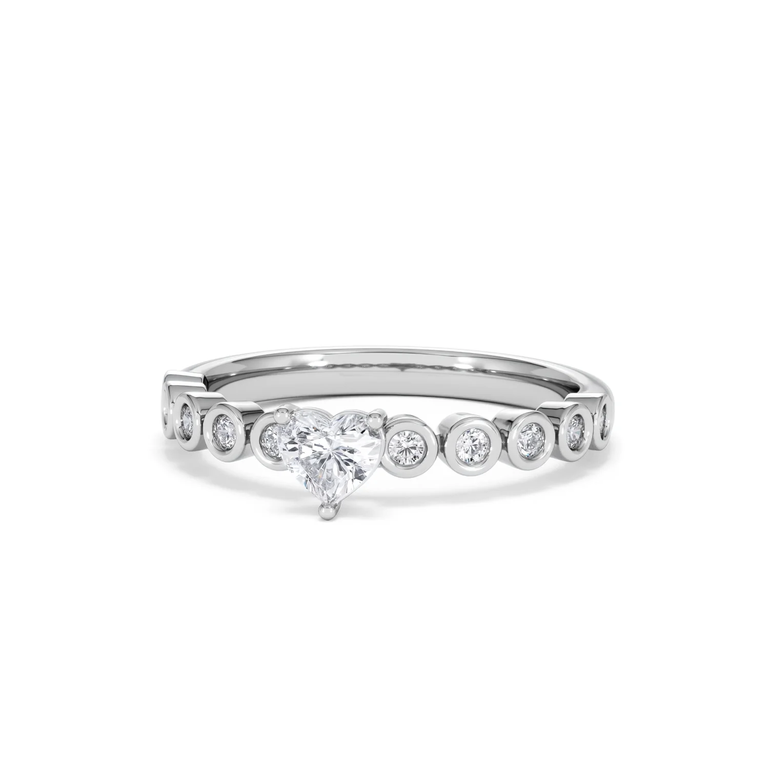 Entwine 0.30ct Heart Cut Lab Diamond Solitaire Engagement Ring with Side Stones in Sterling Silver - Image 84