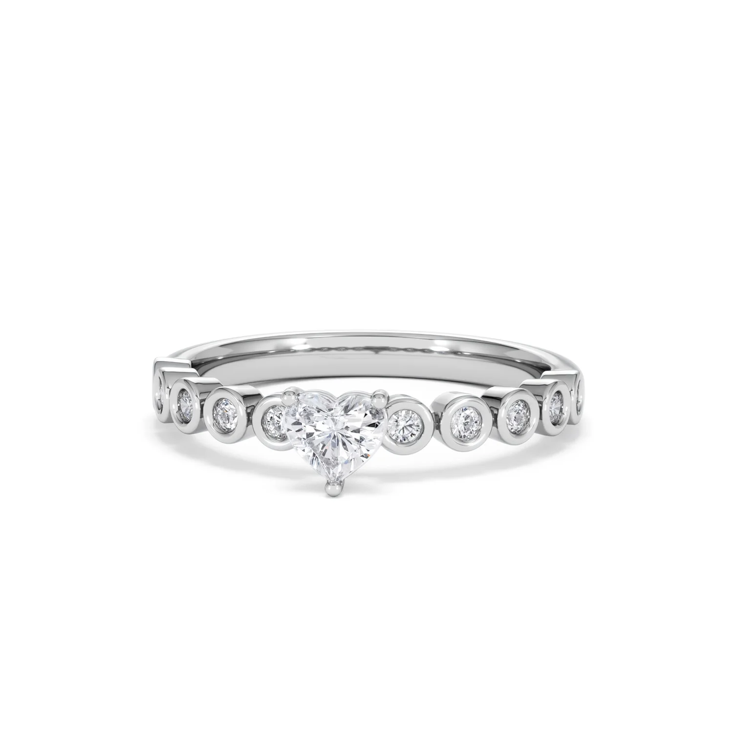 Entwine 0.30ct Heart Cut Lab Diamond Solitaire Engagement Ring with Side Stones in Sterling Silver - Image 85