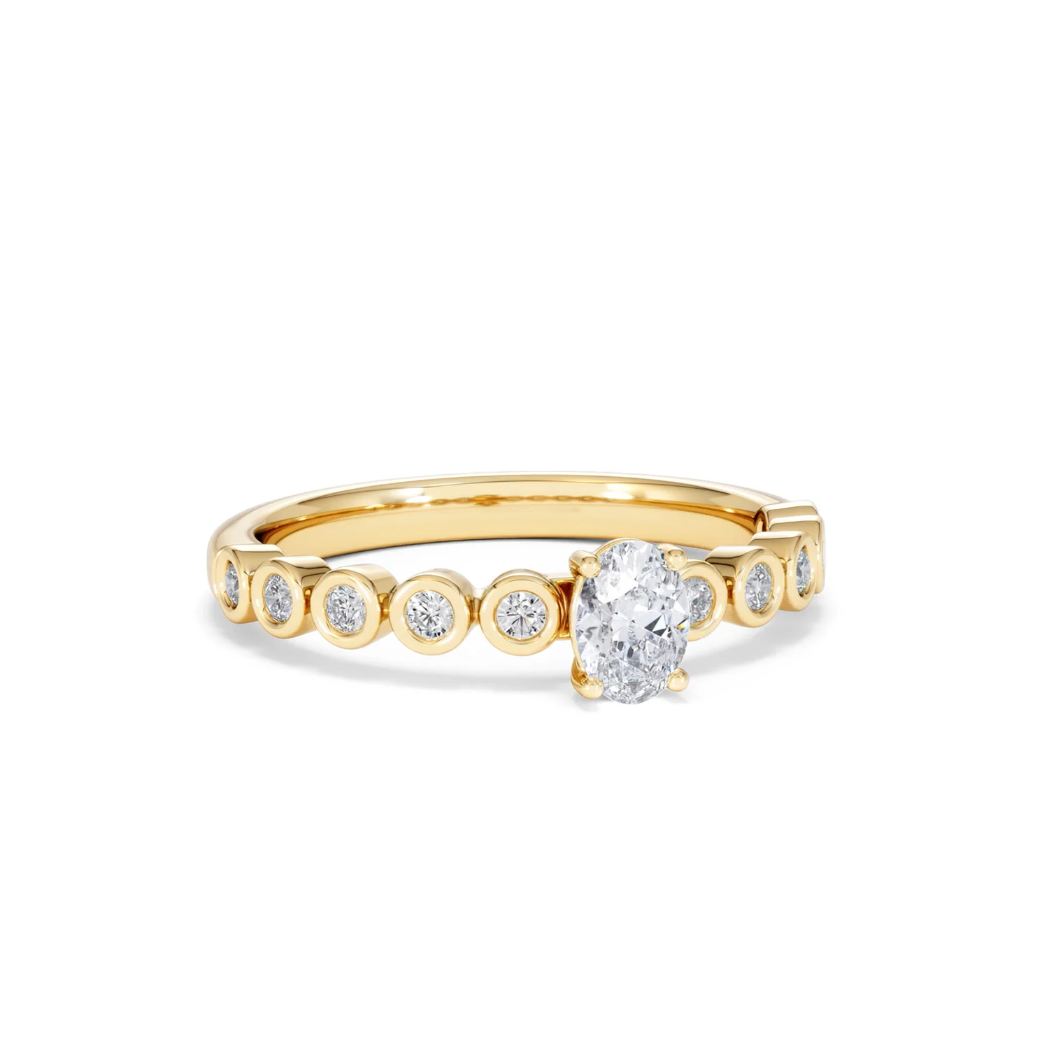Entwine 0.30ct Oval Cut Lab Diamond Solitaire Engagement Ring with Side Stones in 18K Gold Vermeil - Image 11