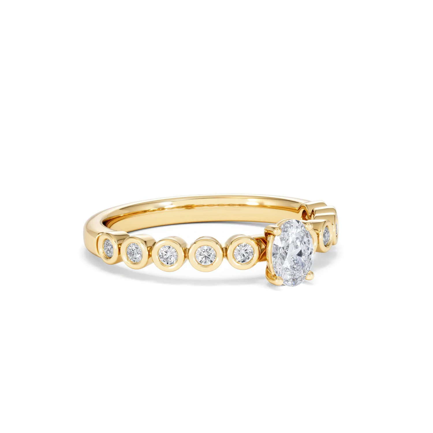 Entwine 0.30ct Oval Cut Lab Diamond Solitaire Engagement Ring with Side Stones in 18K Gold Vermeil - Image 14