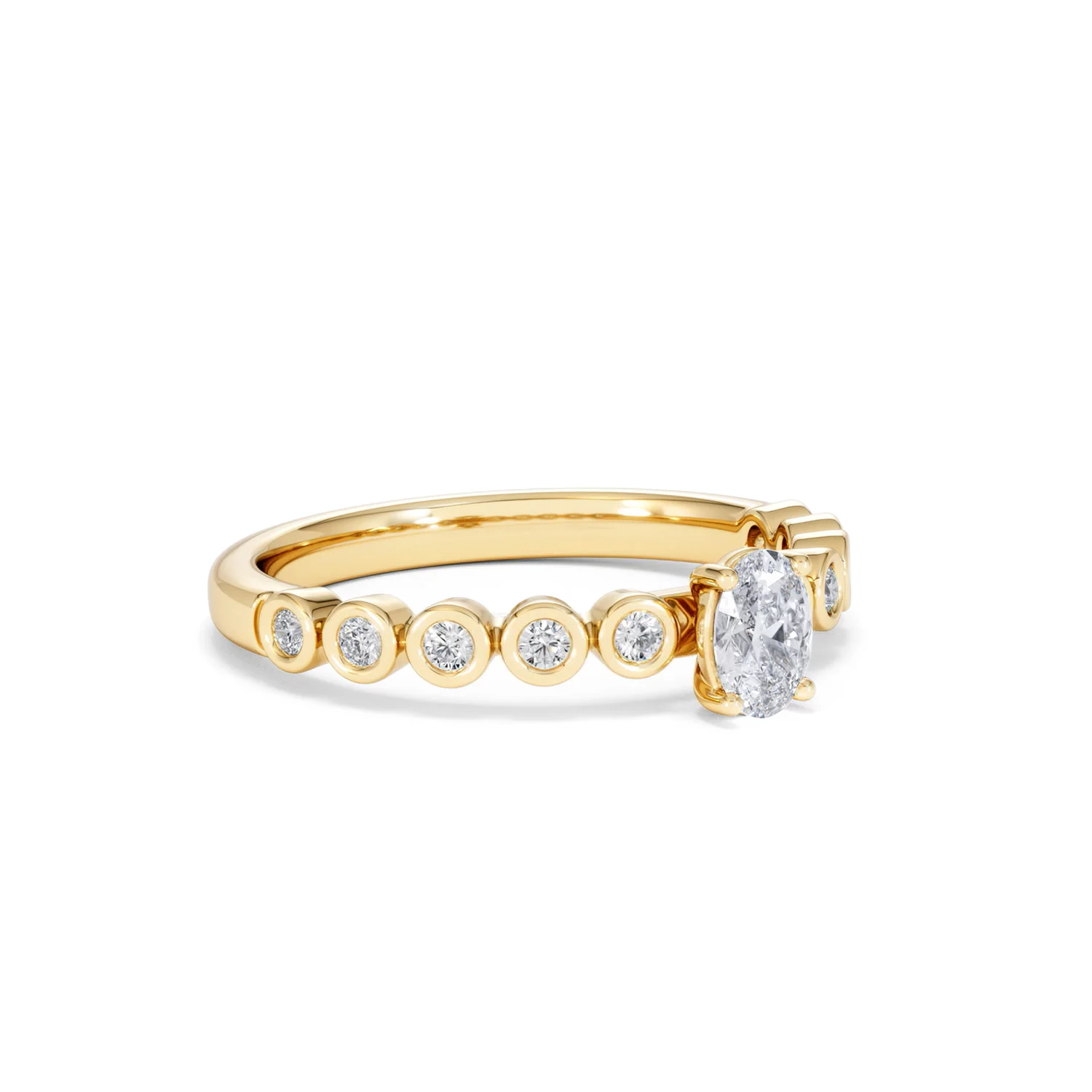 Entwine 0.30ct Oval Cut Lab Diamond Solitaire Engagement Ring with Side Stones in 18K Gold Vermeil - Image 15