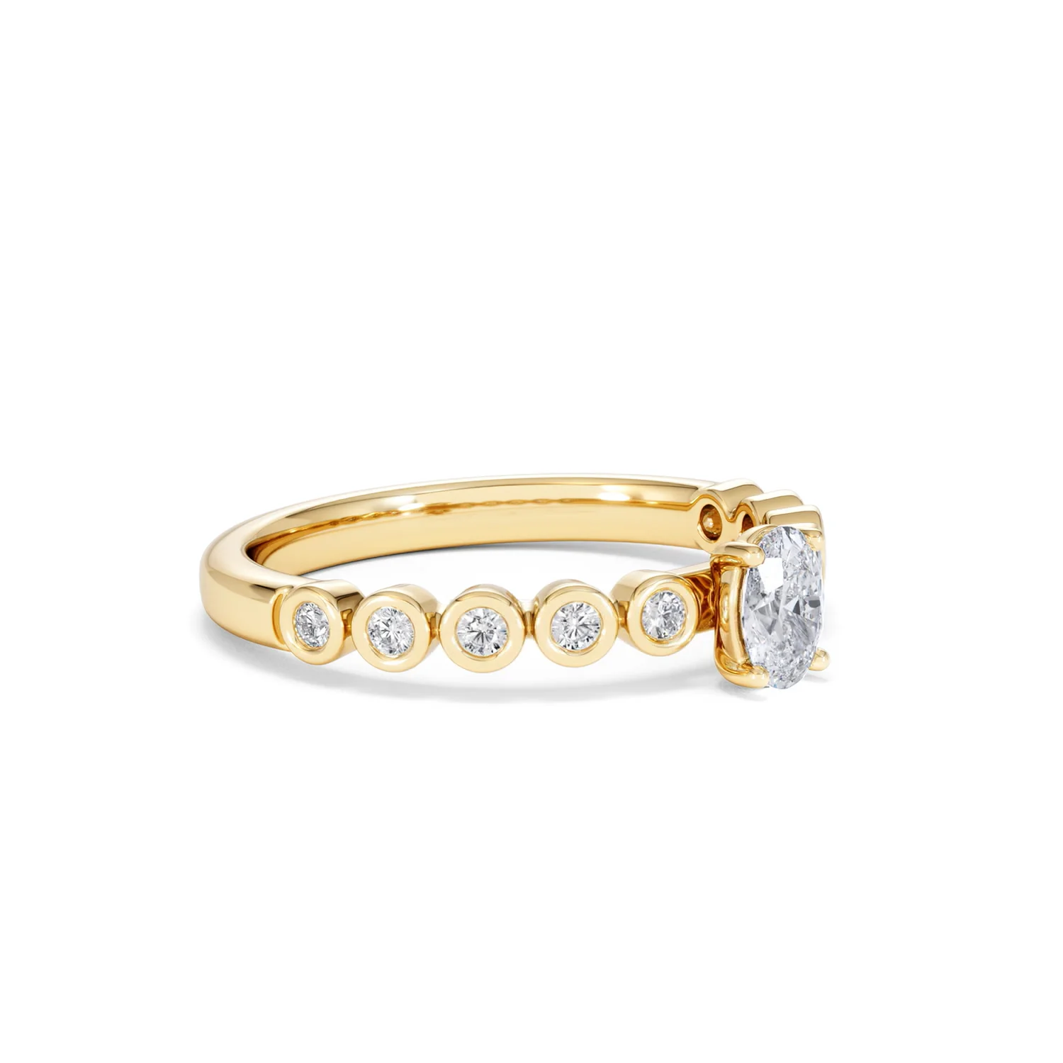 Entwine 0.30ct Oval Cut Lab Diamond Solitaire Engagement Ring with Side Stones in 18K Gold Vermeil - Image 17