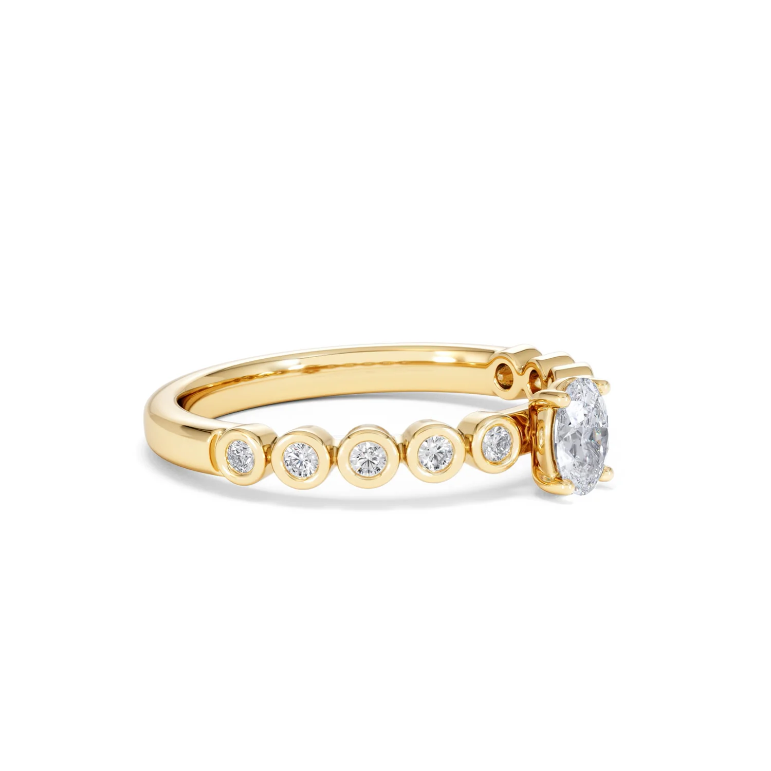 Entwine 0.30ct Oval Cut Lab Diamond Solitaire Engagement Ring with Side Stones in 18K Gold Vermeil - Image 18