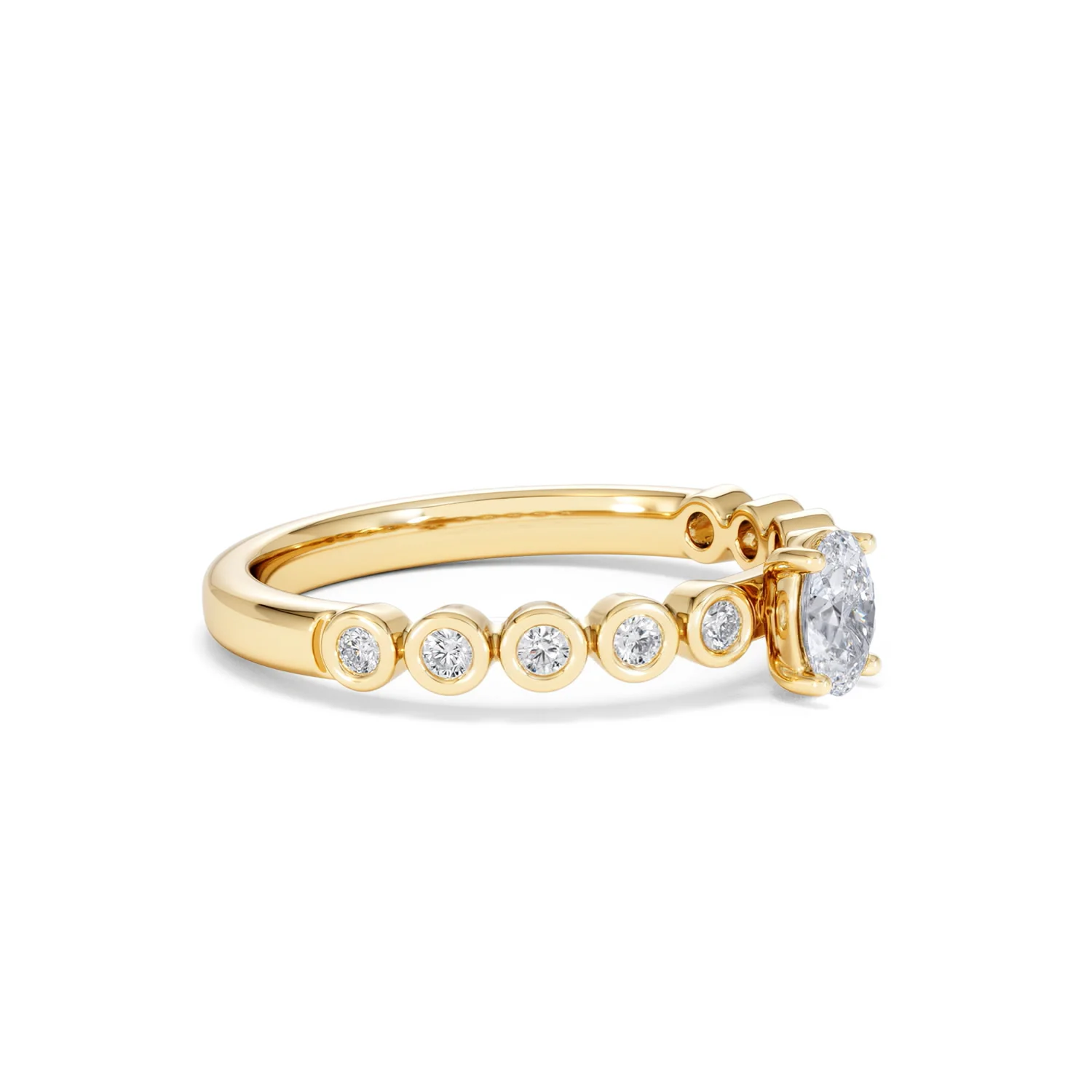 Entwine 0.30ct Oval Cut Lab Diamond Solitaire Engagement Ring with Side Stones in 18K Gold Vermeil - Image 19