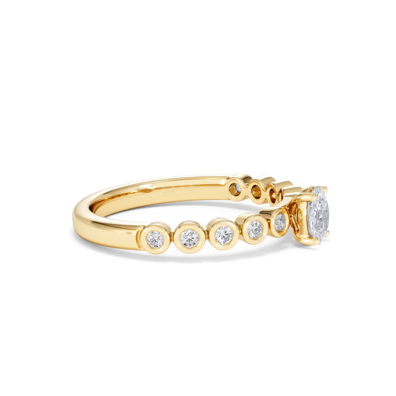 Entwine 0.30ct Oval Cut Lab Diamond Solitaire Engagement Ring with Side Stones in 18K Gold Vermeil - Image 22