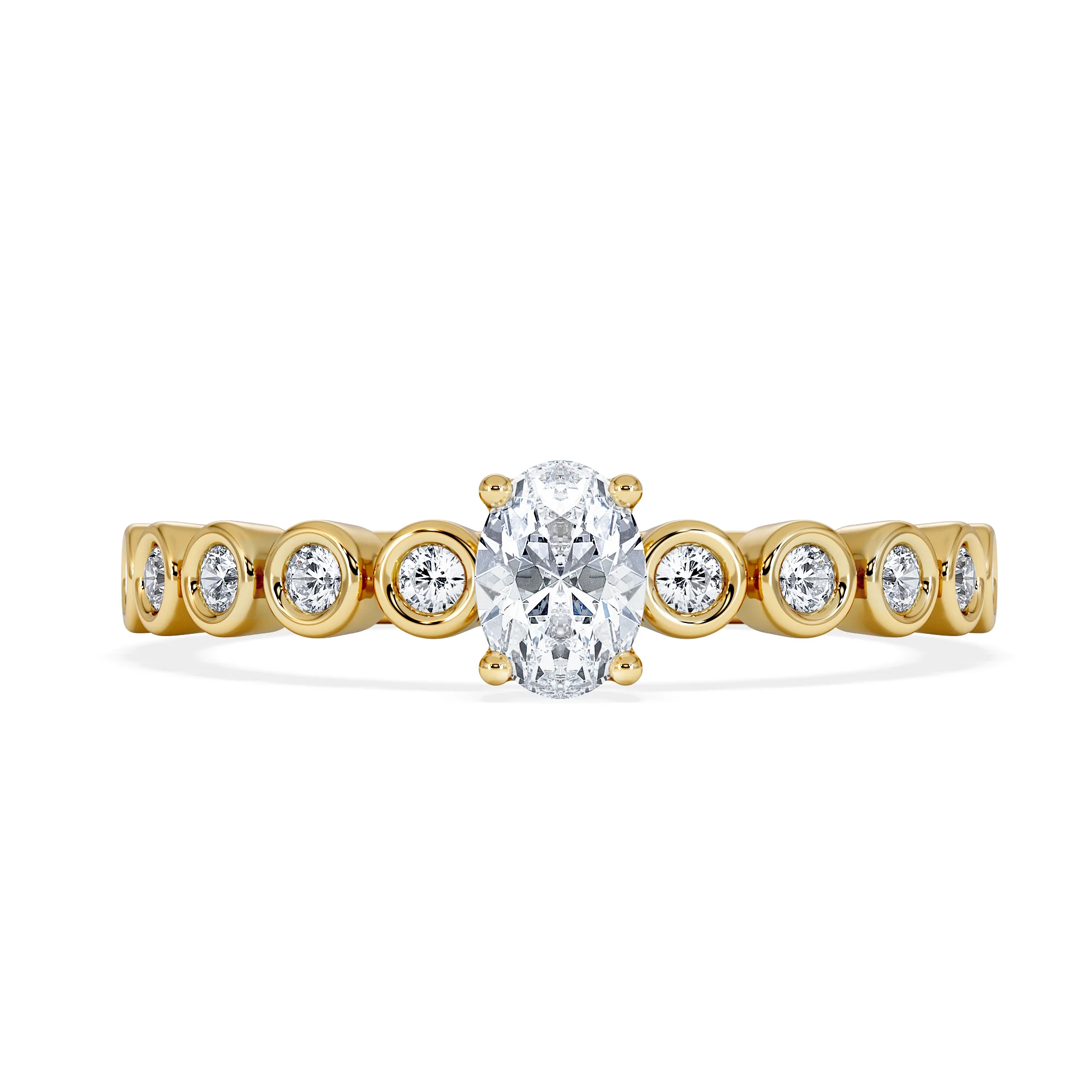 Entwine 0.30ct Oval Cut Lab Diamond Solitaire Engagement Ring with Side Stones in 18K Gold Vermeil - Image 6