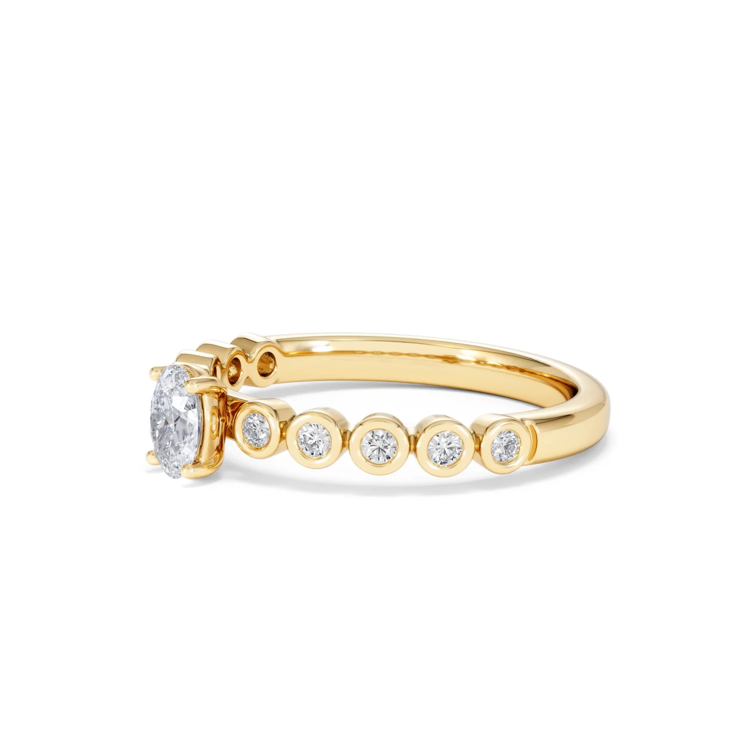 Entwine 0.30ct Oval Cut Lab Diamond Solitaire Engagement Ring with Side Stones in 18K Gold Vermeil - Image 75