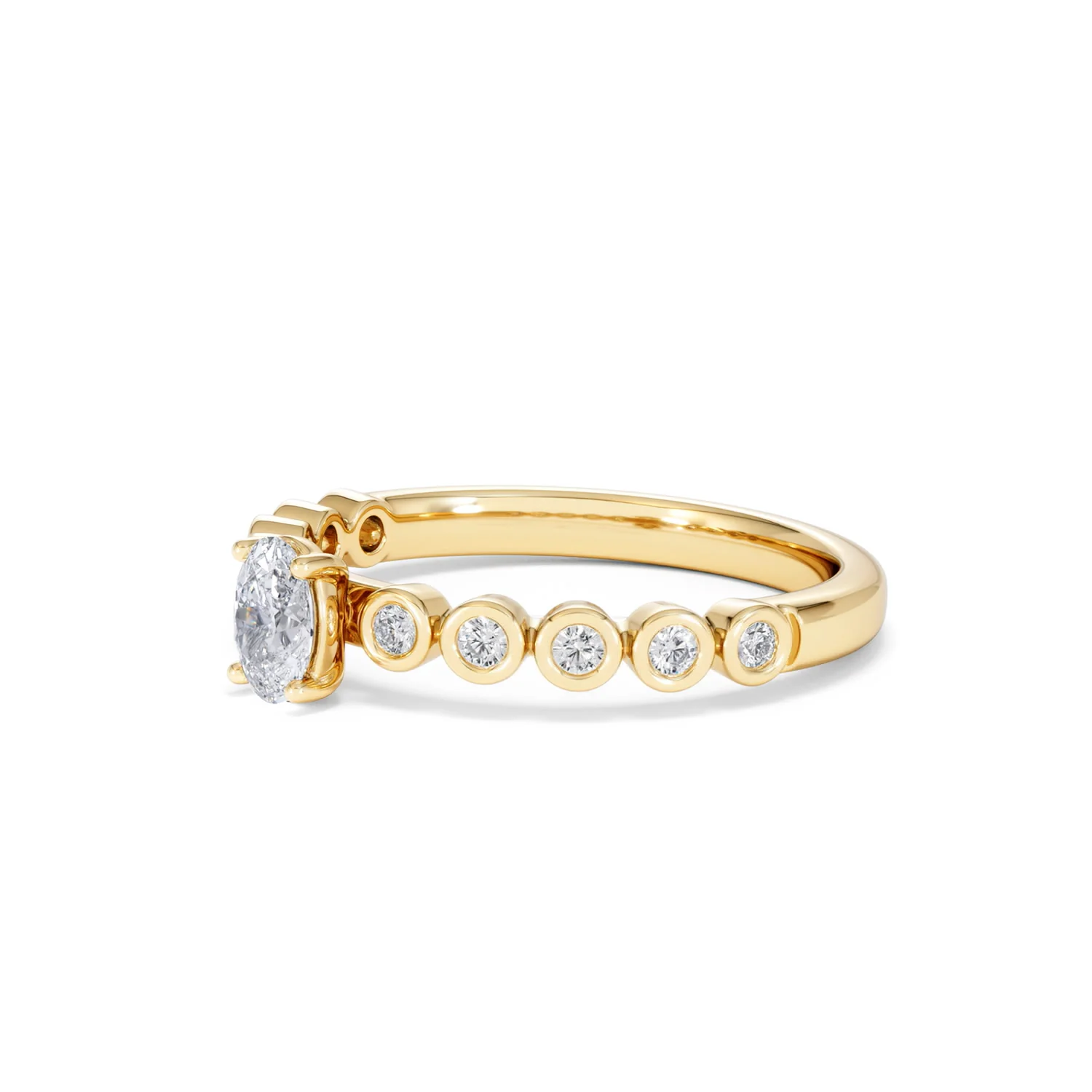 Entwine 0.30ct Oval Cut Lab Diamond Solitaire Engagement Ring with Side Stones in 18K Gold Vermeil - Image 76
