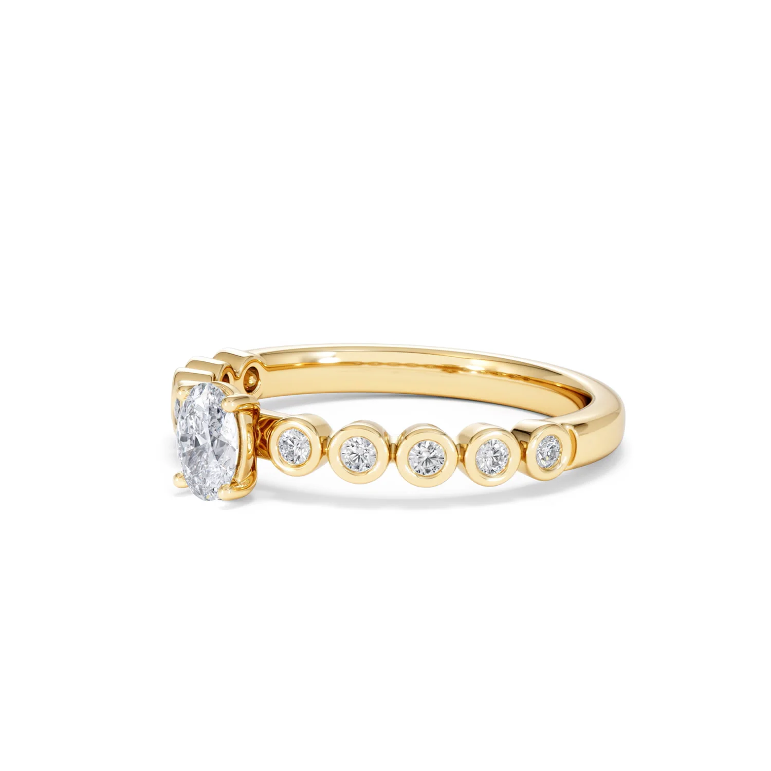 Entwine 0.30ct Oval Cut Lab Diamond Solitaire Engagement Ring with Side Stones in 18K Gold Vermeil - Image 77