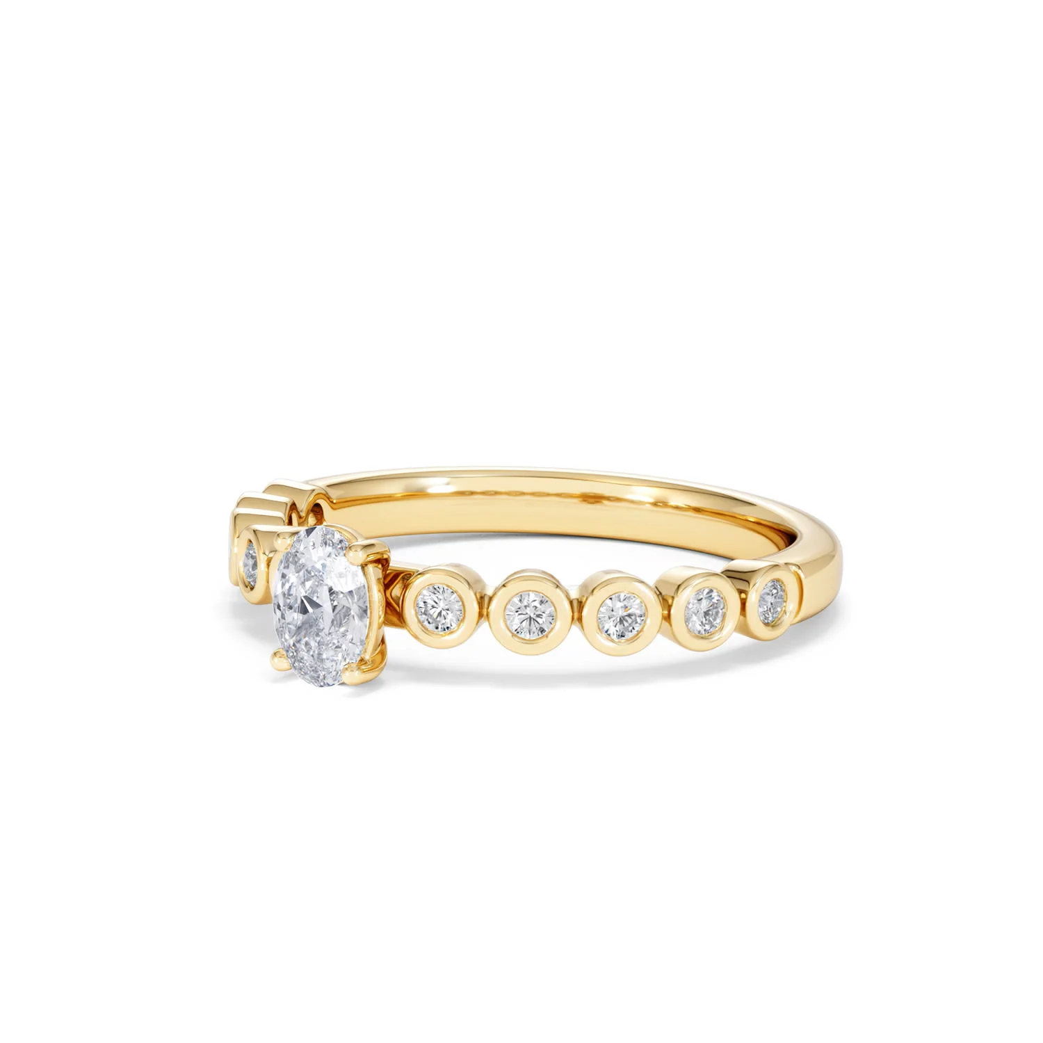 Entwine 0.30ct Oval Cut Lab Diamond Solitaire Engagement Ring with Side Stones in 18K Gold Vermeil - Image 79