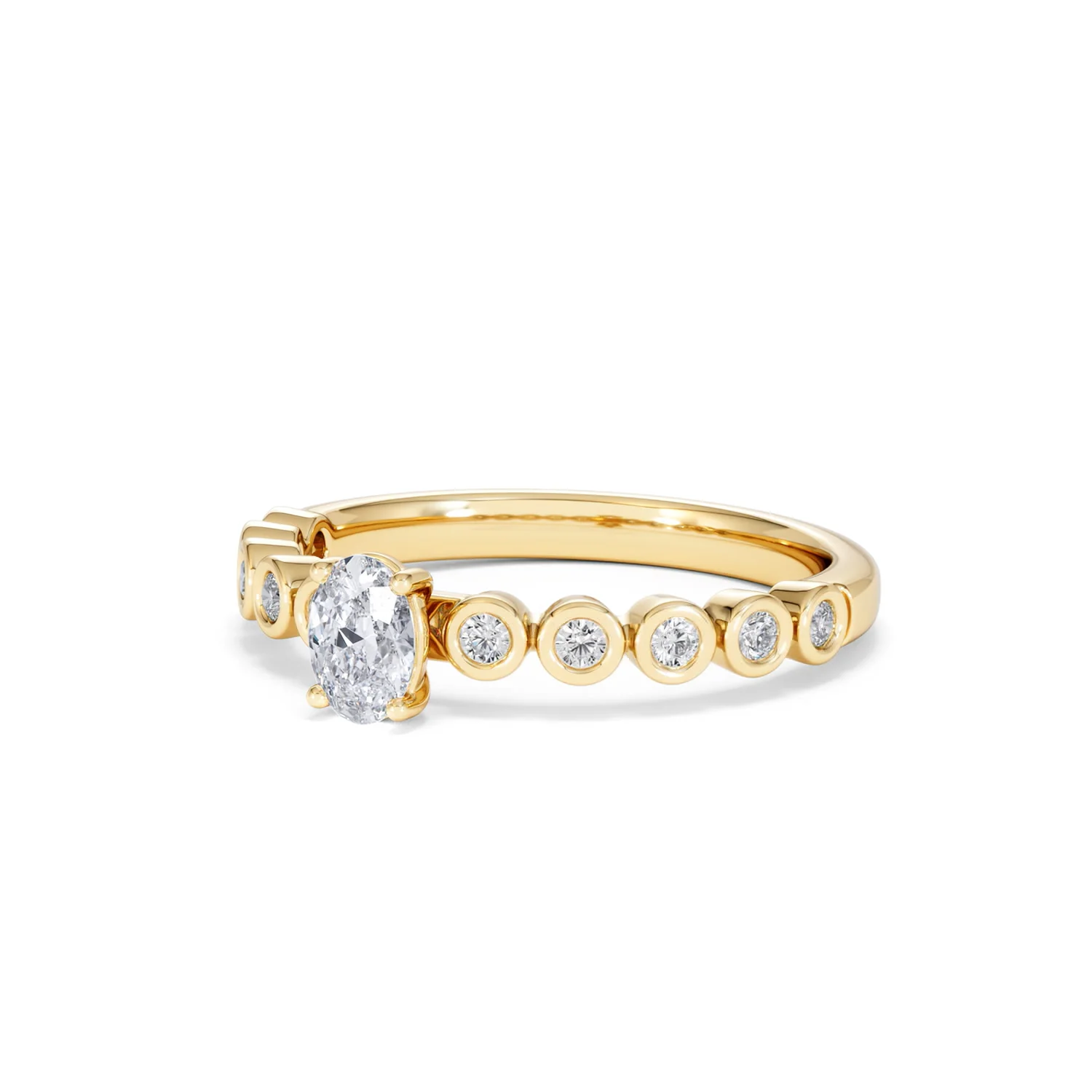 Entwine 0.30ct Oval Cut Lab Diamond Solitaire Engagement Ring with Side Stones in 18K Gold Vermeil - Image 80
