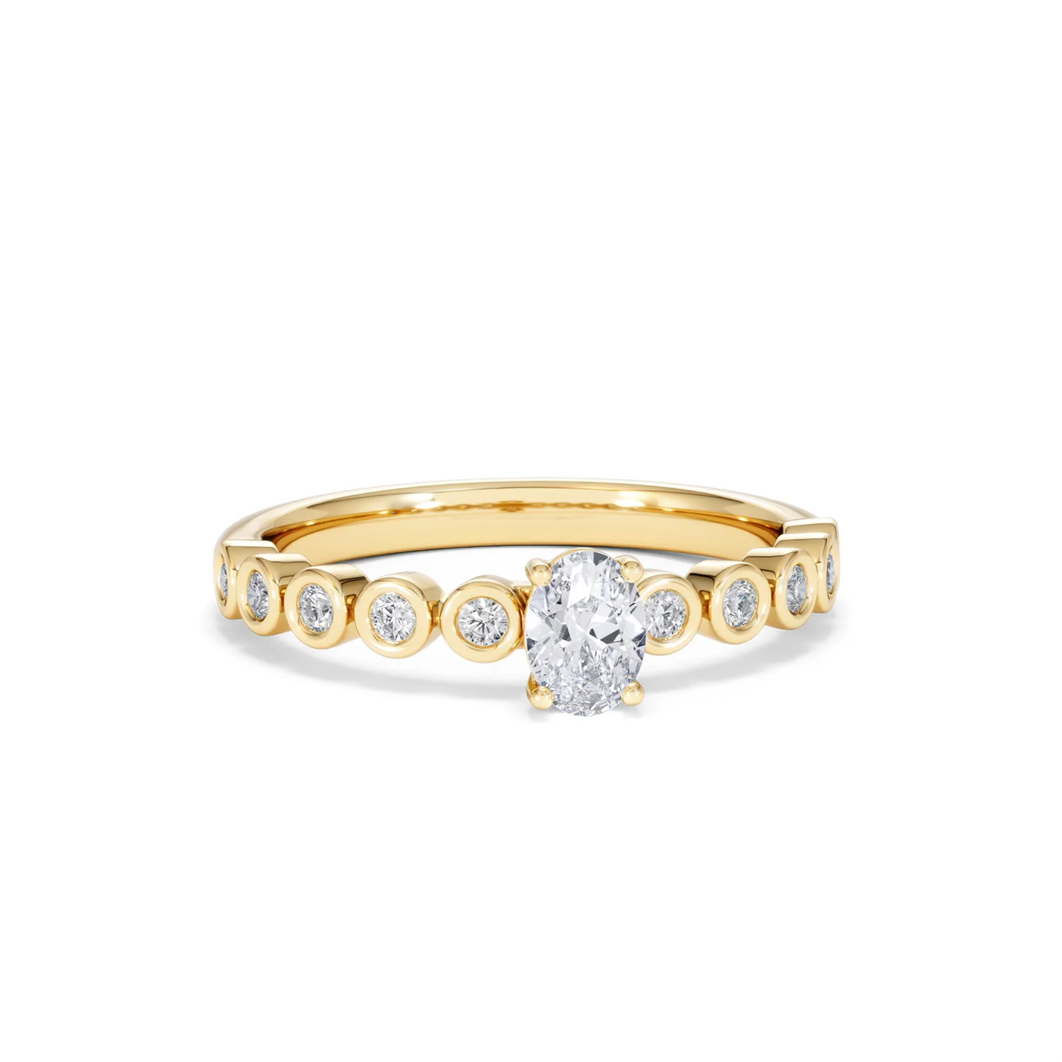 Entwine 0.30ct Oval Cut Lab Diamond Solitaire Engagement Ring with Side Stones in 18K Gold Vermeil - Image 9