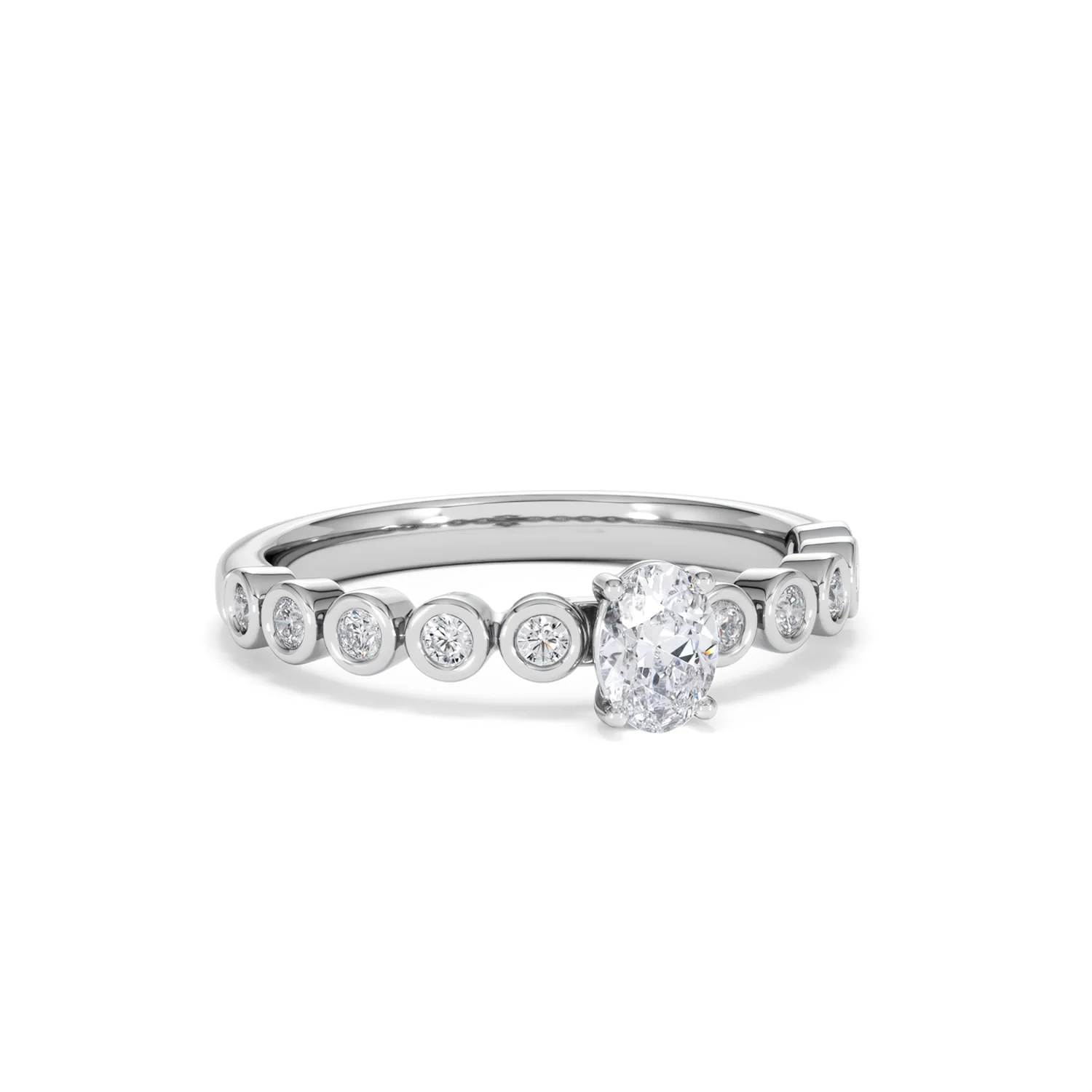 Entwine 0.30ct Oval Cut Lab Diamond Solitaire Engagement Ring with Side Stones in Sterling Silver - Image 11