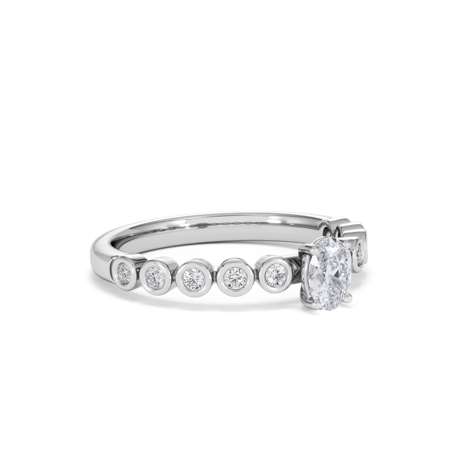 Entwine 0.30ct Oval Cut Lab Diamond Solitaire Engagement Ring with Side Stones in Sterling Silver - Image 15