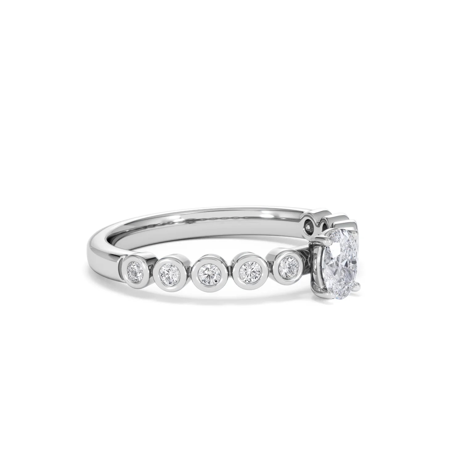 Entwine 0.30ct Oval Cut Lab Diamond Solitaire Engagement Ring with Side Stones in Sterling Silver - Image 17