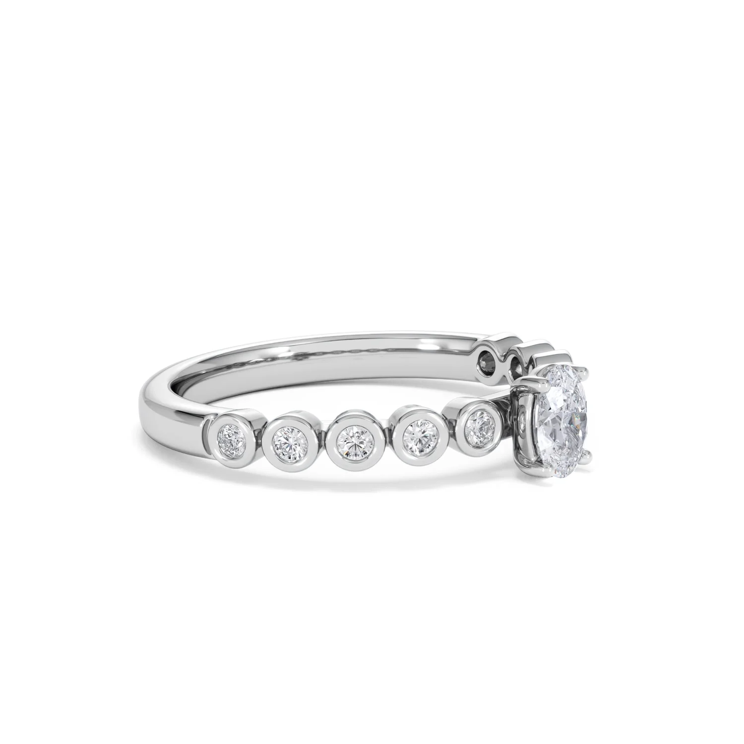 Entwine 0.30ct Oval Cut Lab Diamond Solitaire Engagement Ring with Side Stones in Sterling Silver - Image 18