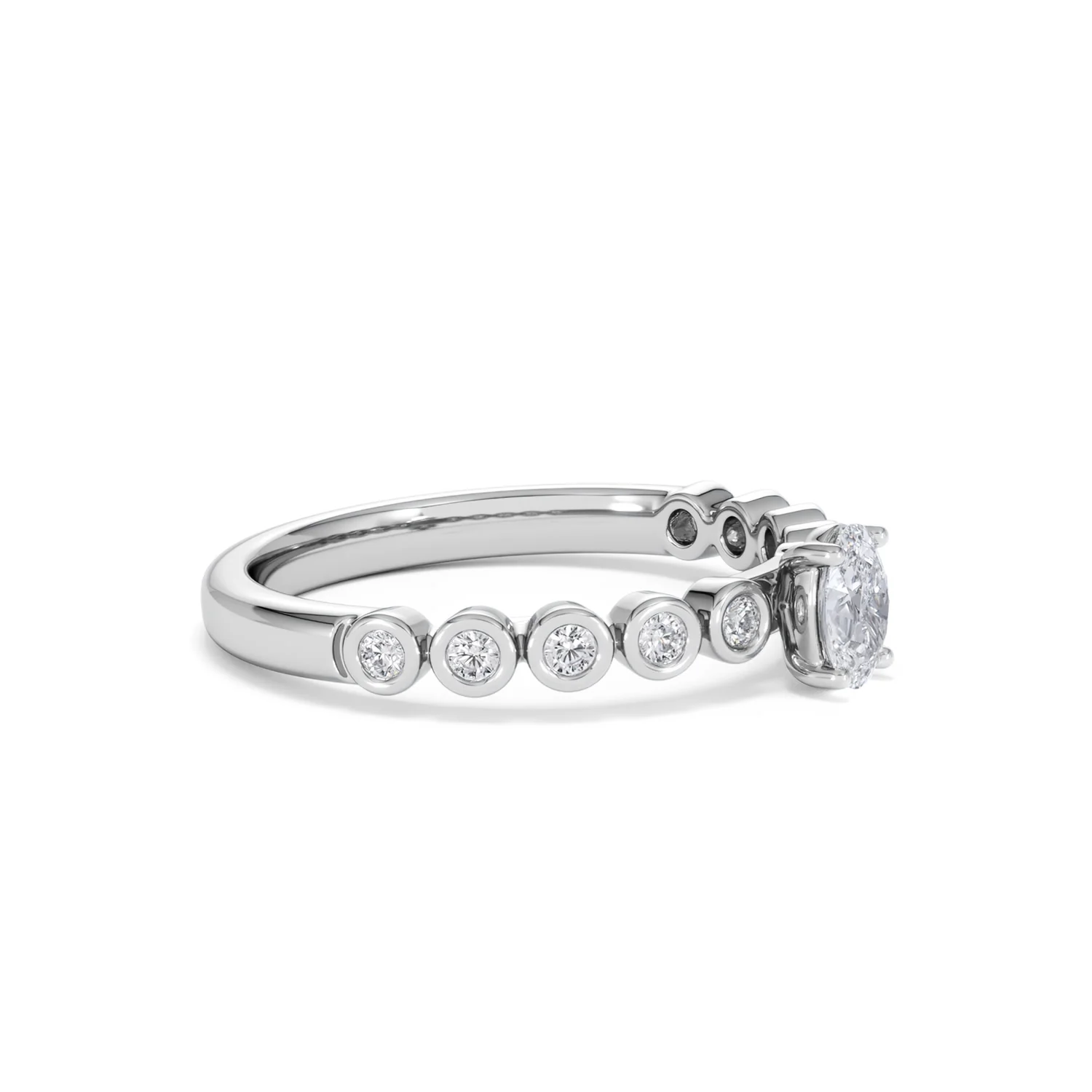 Entwine 0.30ct Oval Cut Lab Diamond Solitaire Engagement Ring with Side Stones in Sterling Silver - Image 20
