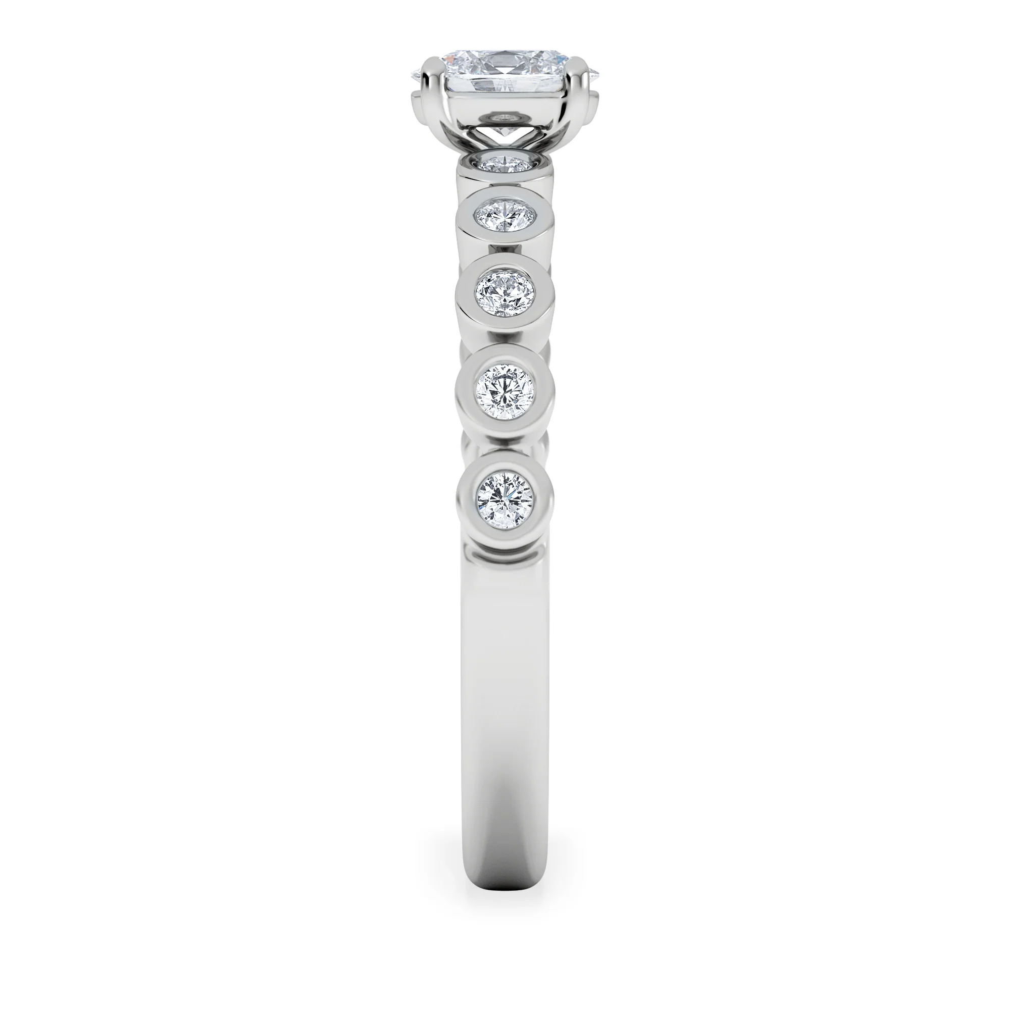 Entwine 0.30ct Oval Cut Lab Diamond Solitaire Engagement Ring with Side Stones in Sterling Silver - Image 5