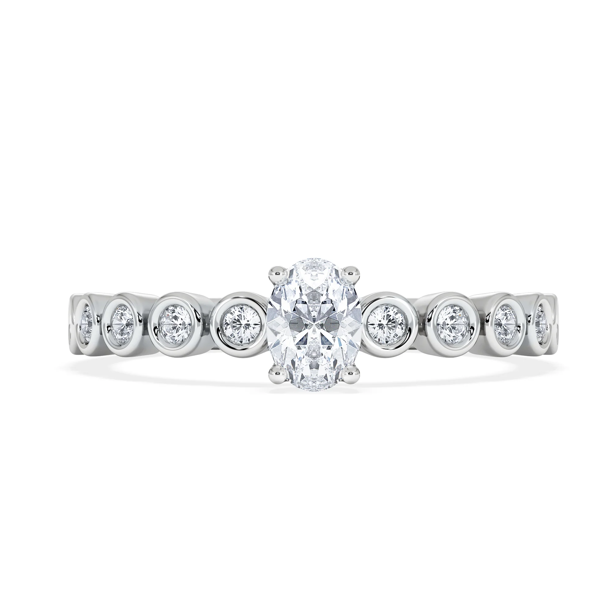Entwine 0.30ct Oval Cut Lab Diamond Solitaire Engagement Ring with Side Stones in Sterling Silver - Image 6