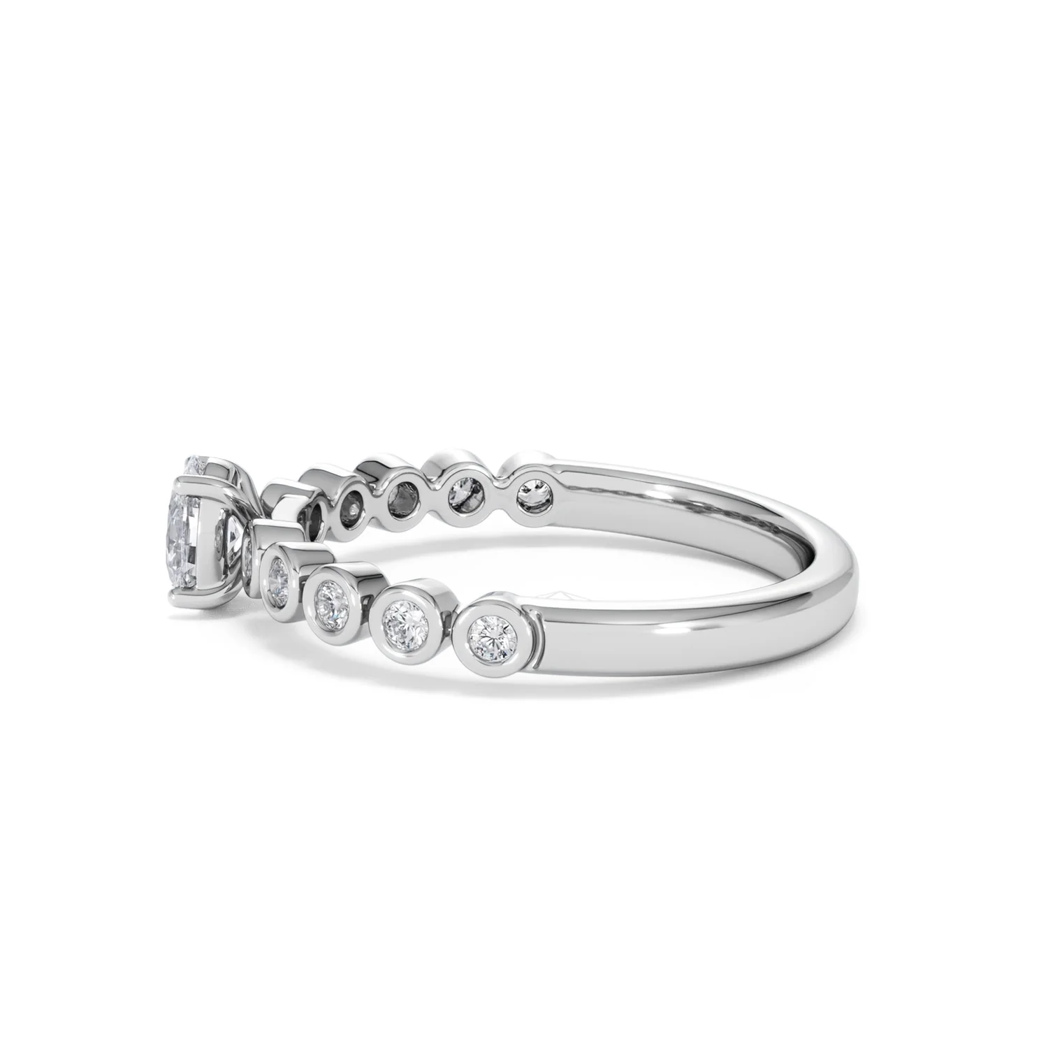 Entwine 0.30ct Oval Cut Lab Diamond Solitaire Engagement Ring with Side Stones in Sterling Silver - Image 66
