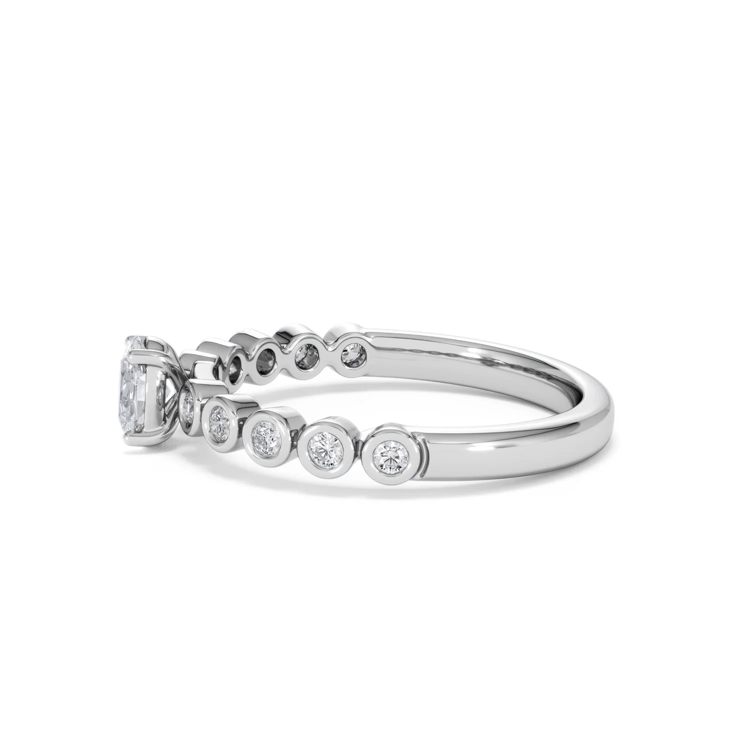 Entwine 0.30ct Oval Cut Lab Diamond Solitaire Engagement Ring with Side Stones in Sterling Silver - Image 68