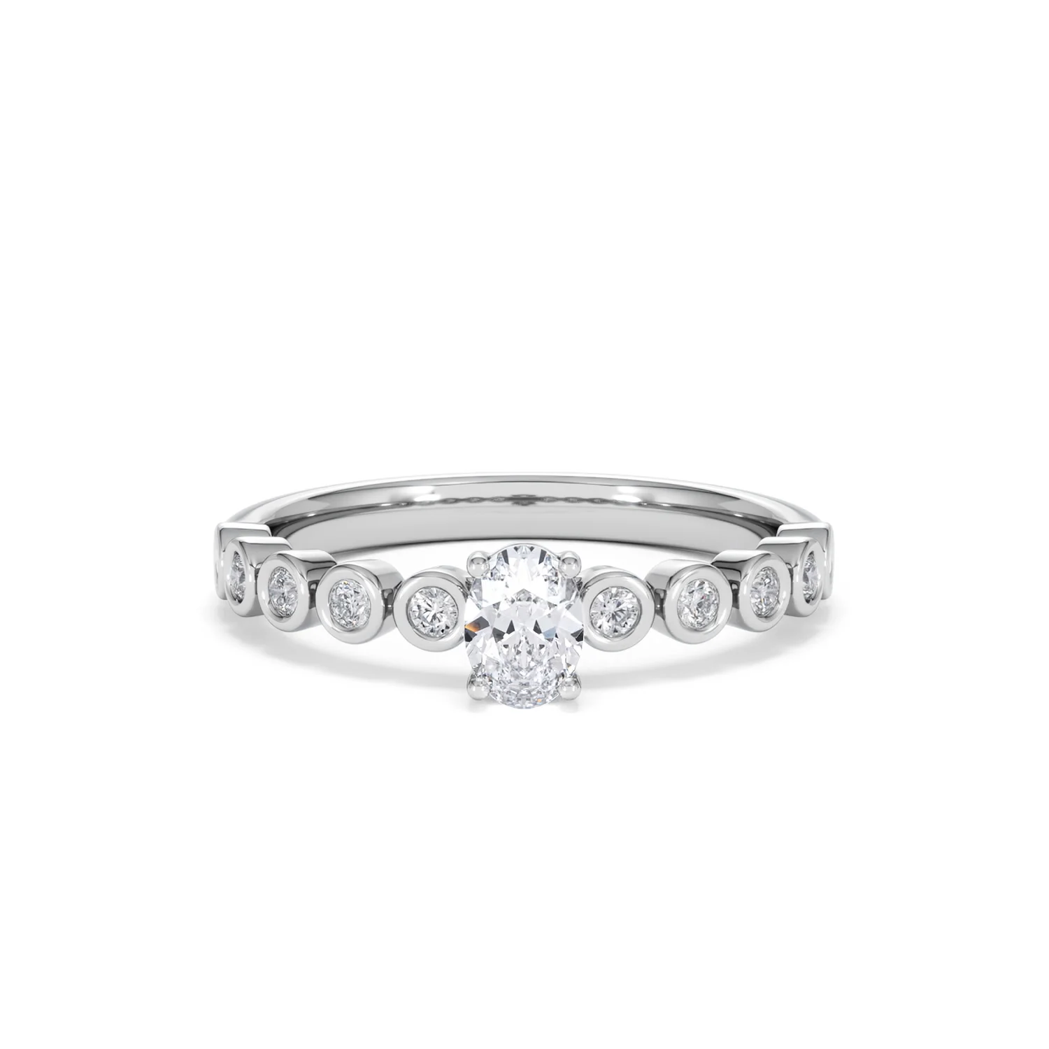 Entwine 0.30ct Oval Cut Lab Diamond Solitaire Engagement Ring with Side Stones in Sterling Silver - Image 7