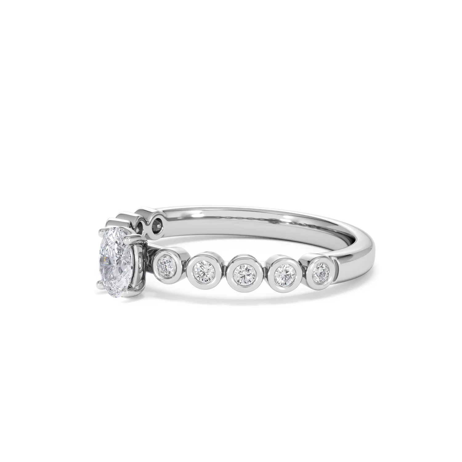 Entwine 0.30ct Oval Cut Lab Diamond Solitaire Engagement Ring with Side Stones in Sterling Silver - Image 76